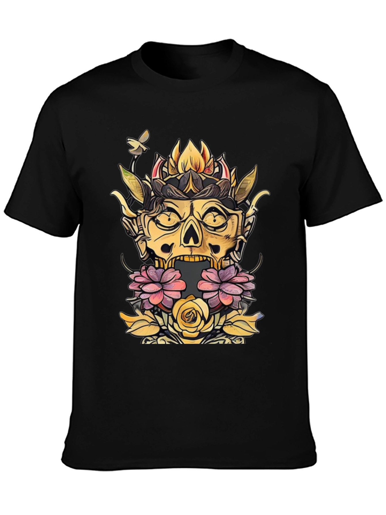 Floral Skull Graphic Tee - Unique Design