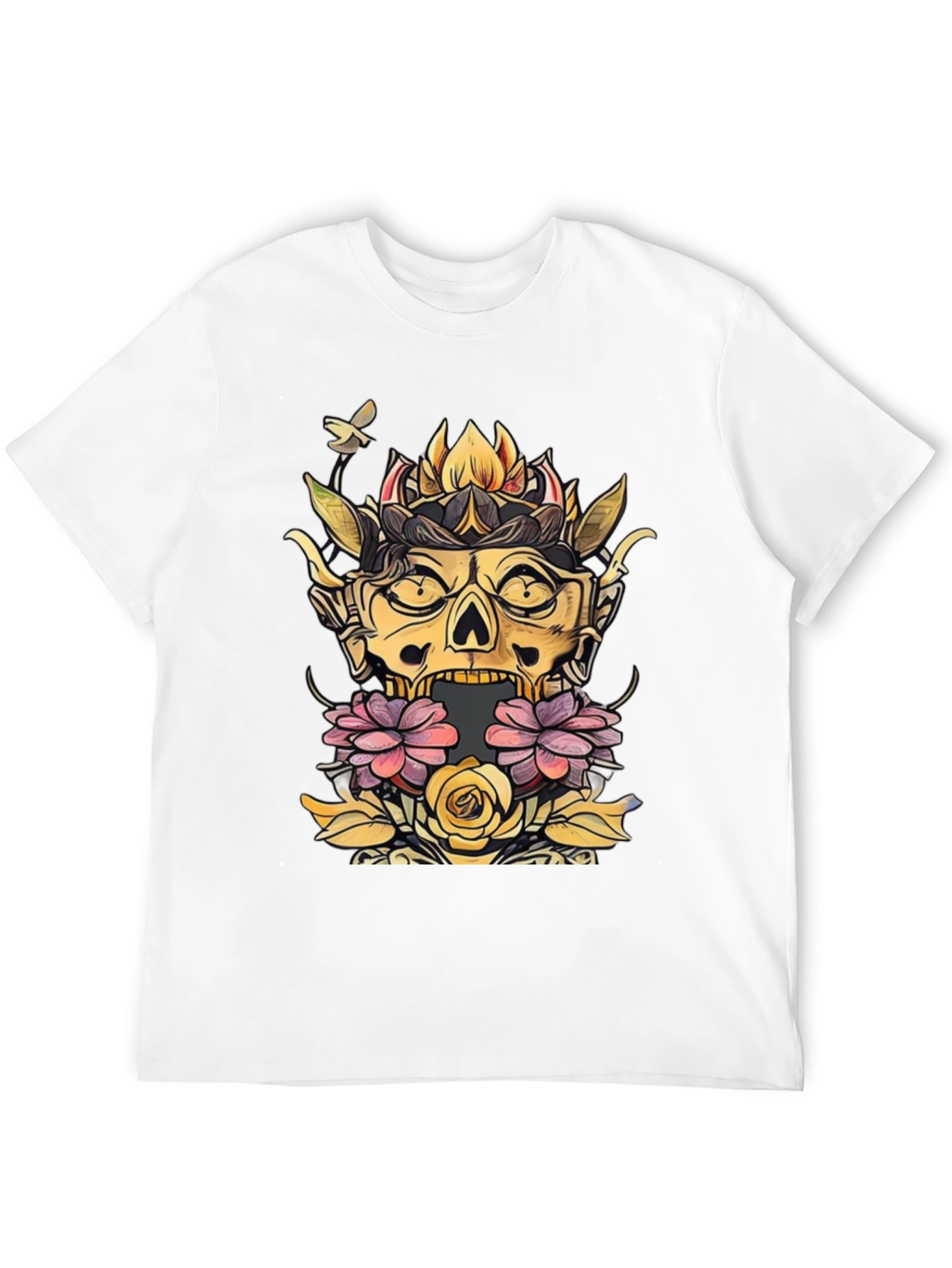 Floral Skull Graphic Tee - Unique Design
