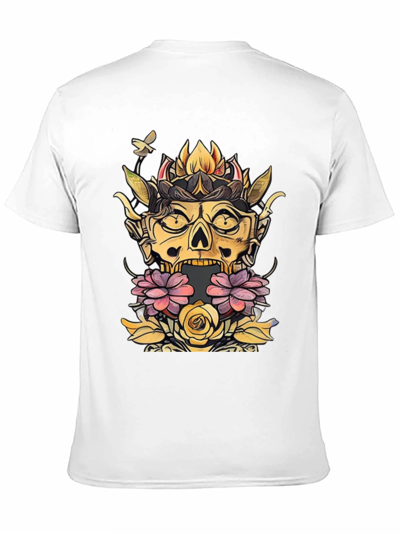 Floral Skull Graphic Tee - Unique Design