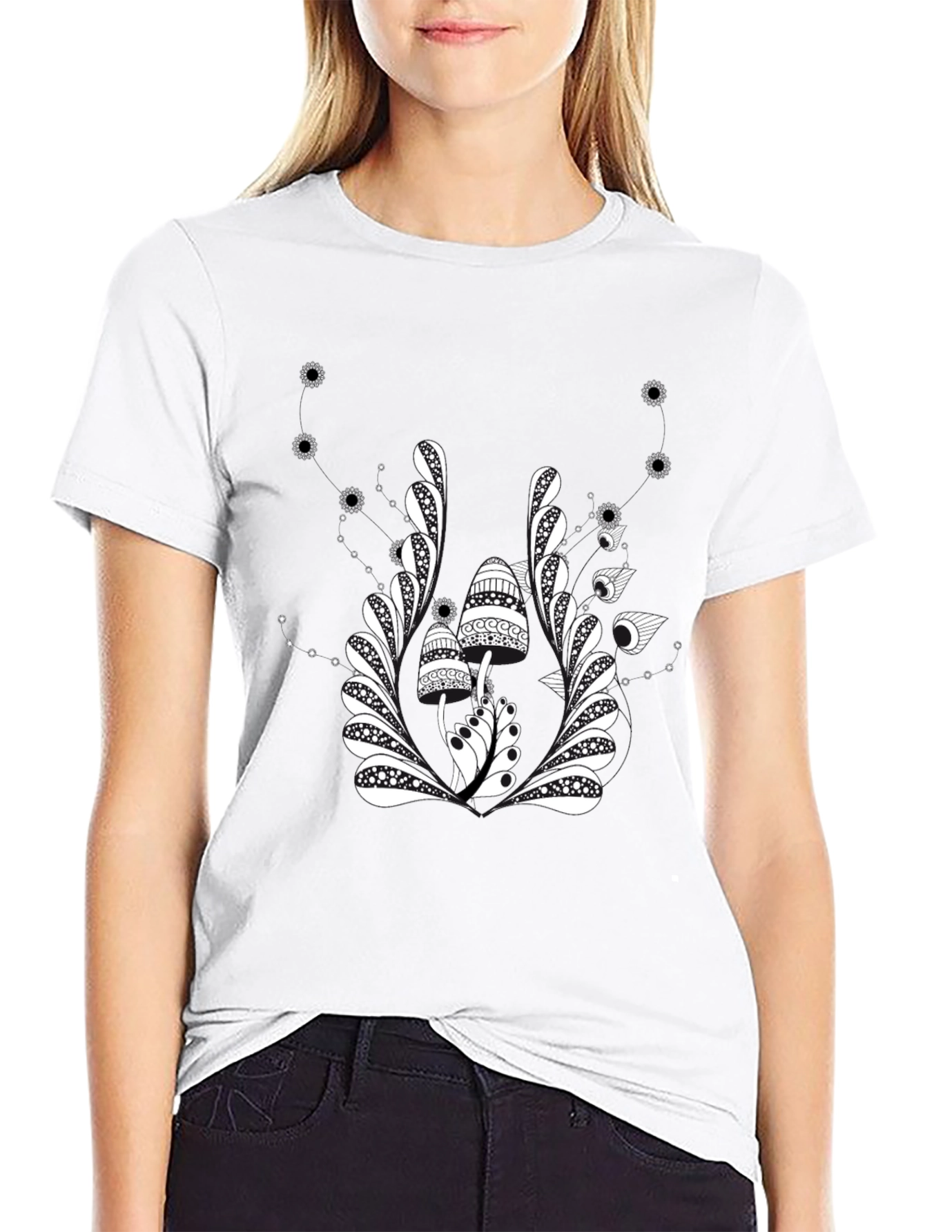 Mushroom Graphic Print Crew Neck T-Shirt