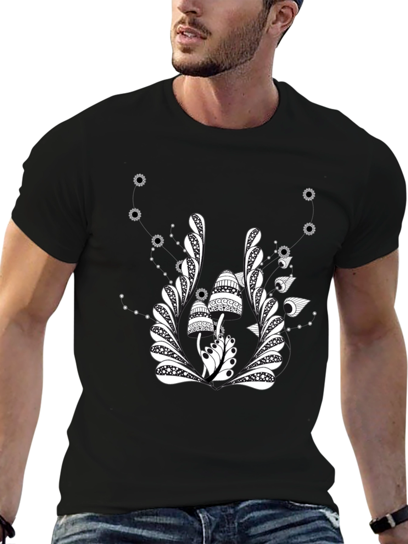 Mushroom Graphic Print Crew Neck T-Shirt