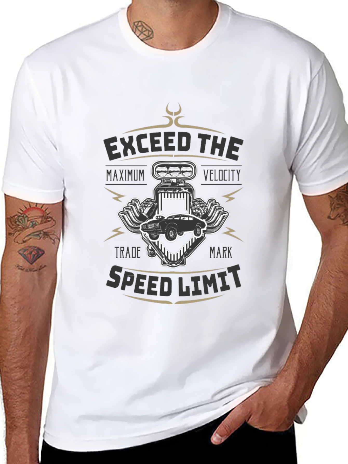 Exceed Speed Limit Black Graphic Tee