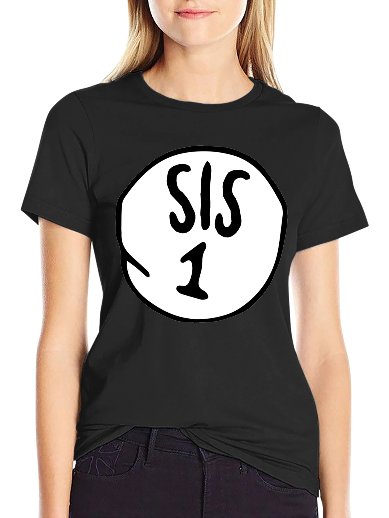 Sis 1 T-Shirt - Black Crew Neck Tee
