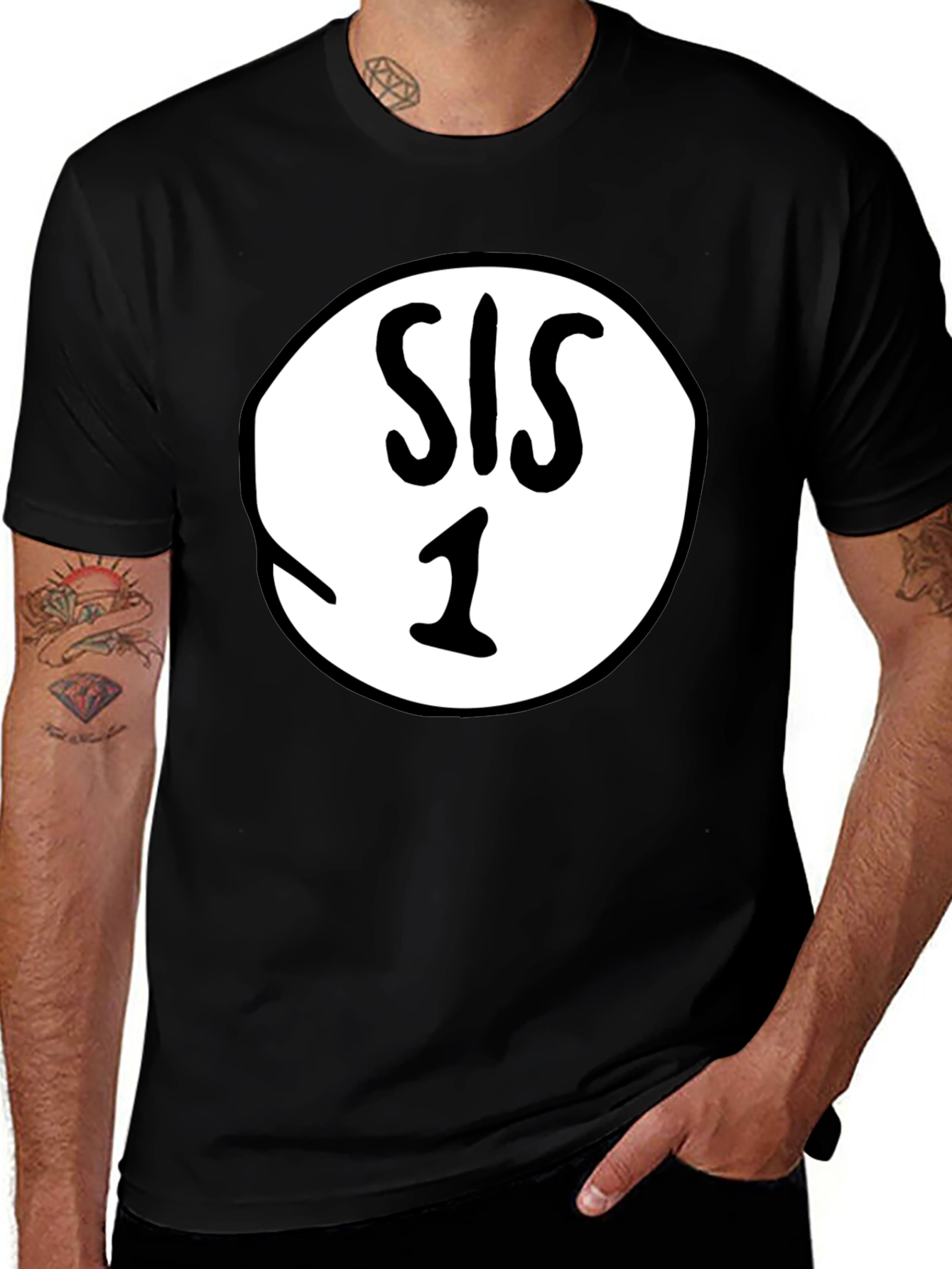 Sis 1 T-Shirt - Black Crew Neck Tee