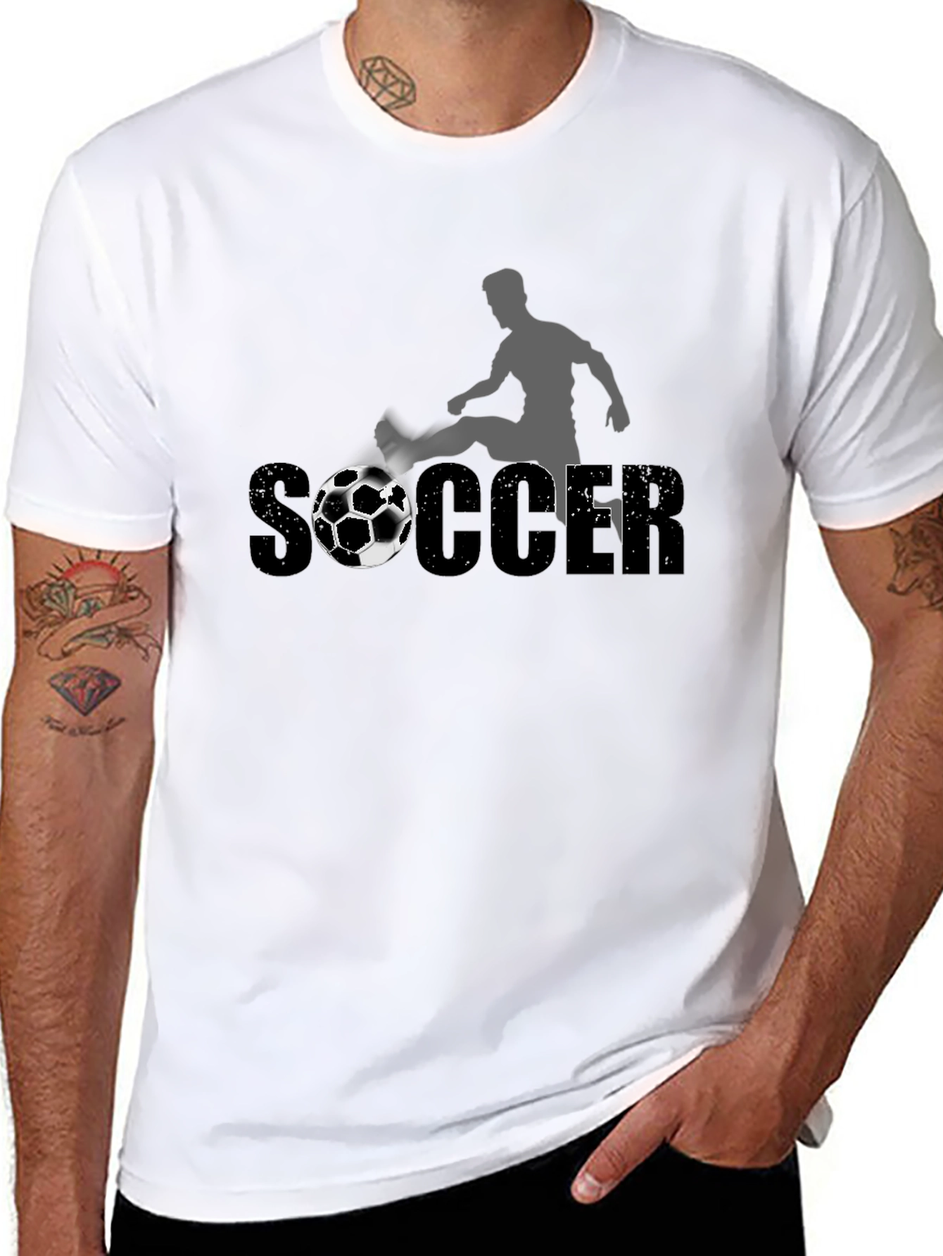 Soccer Graphic Tee - Black Cotton T-Shirt