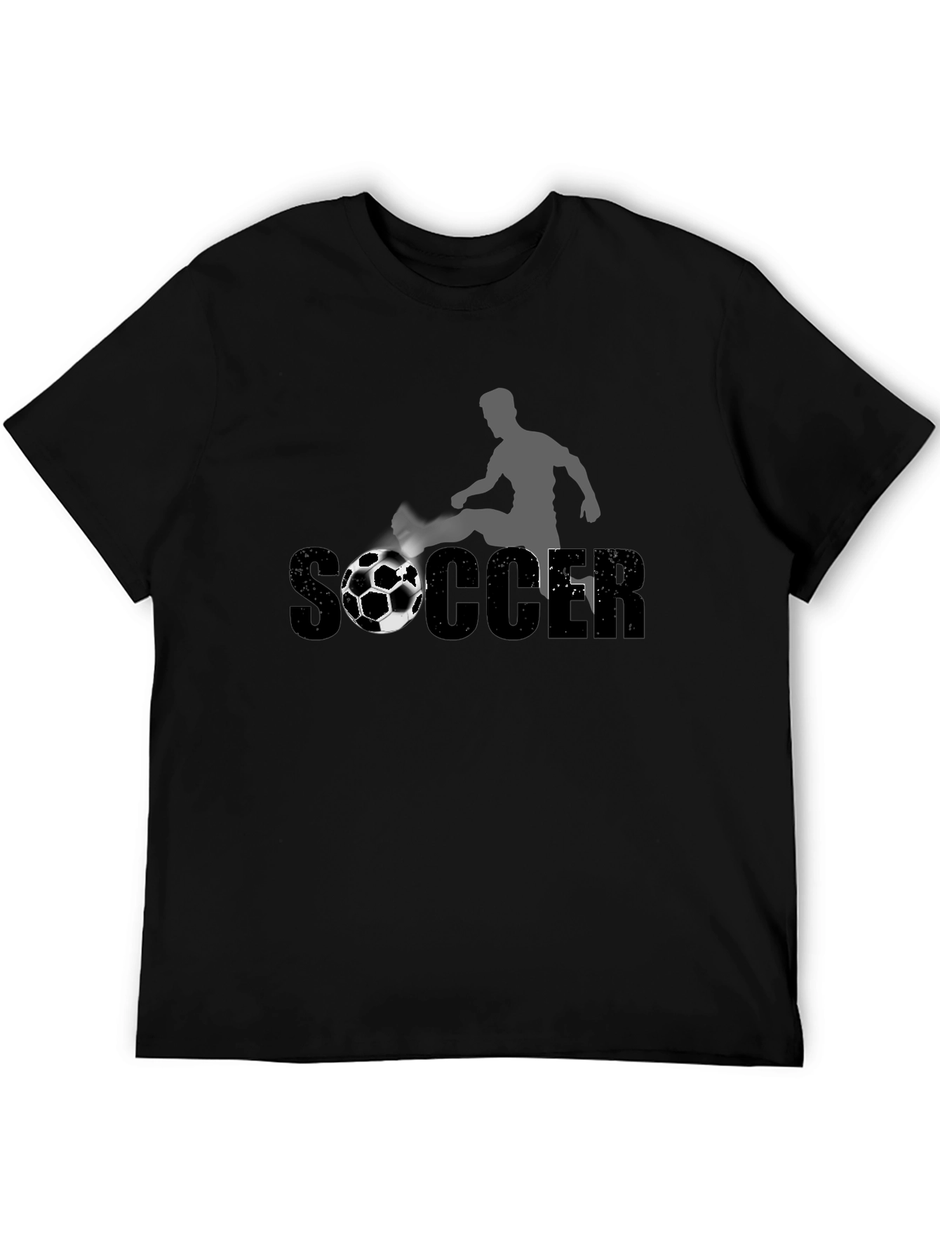 Soccer Graphic Tee - Black Cotton T-Shirt