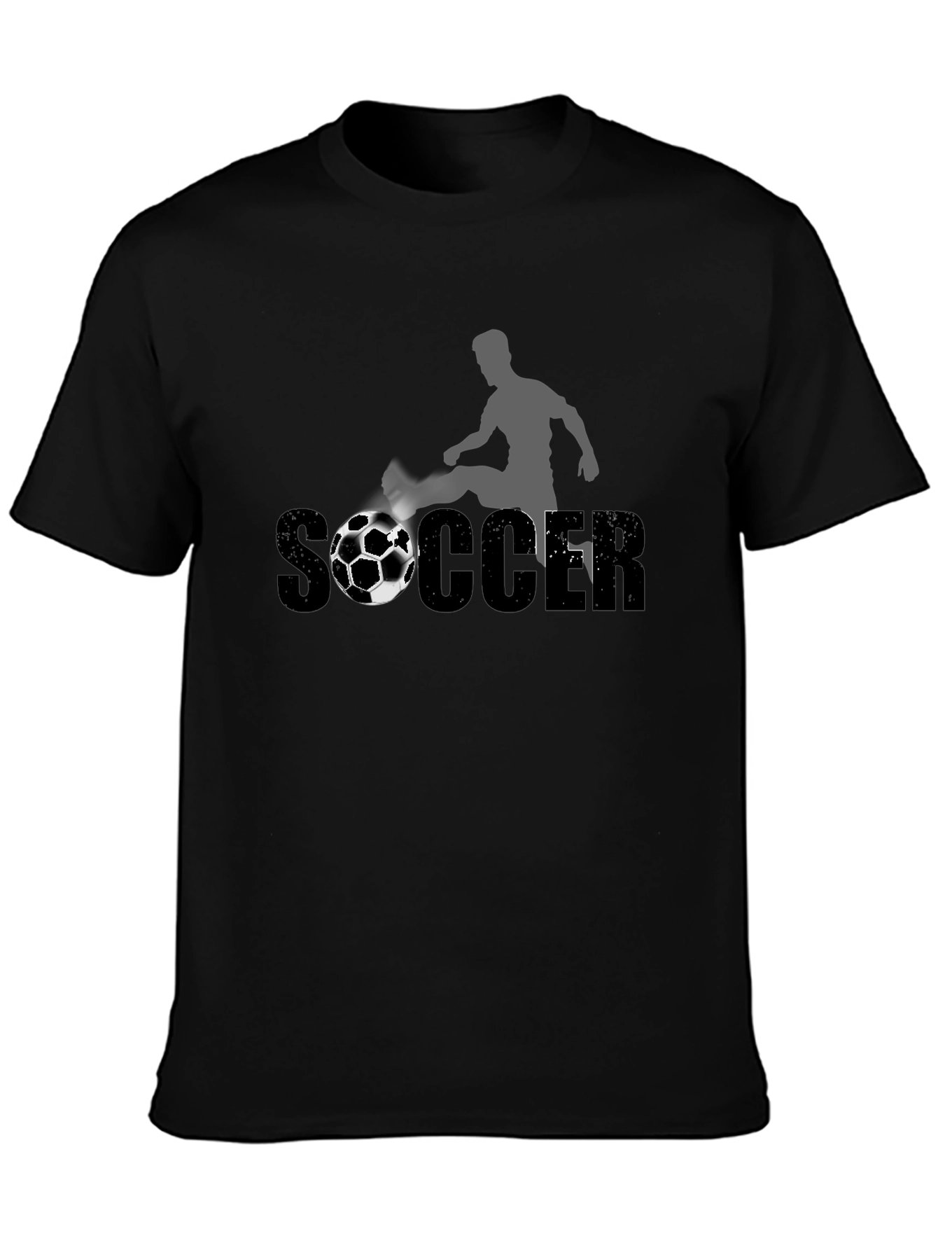 Soccer Graphic Tee - Black Cotton T-Shirt