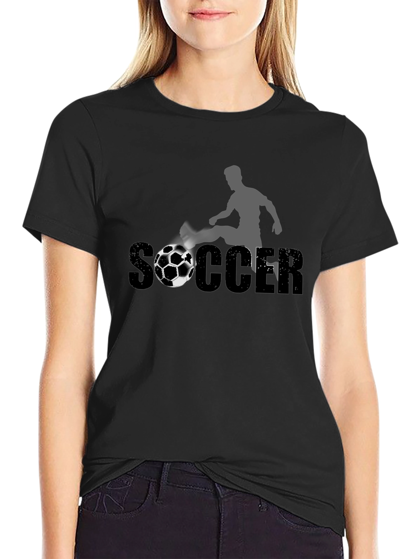 Soccer Graphic Tee - Black Cotton T-Shirt