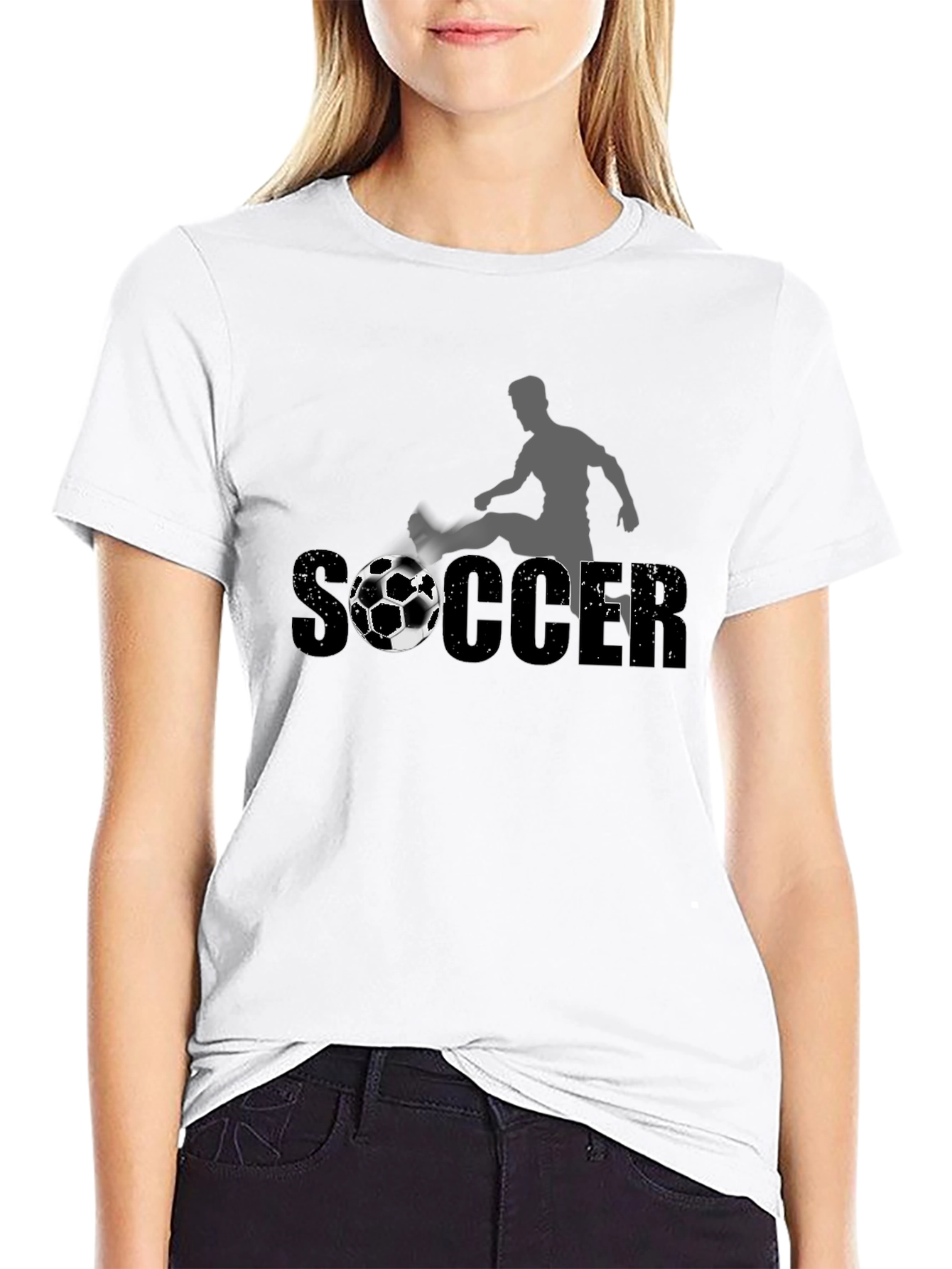 Soccer Graphic Tee - Black Cotton T-Shirt