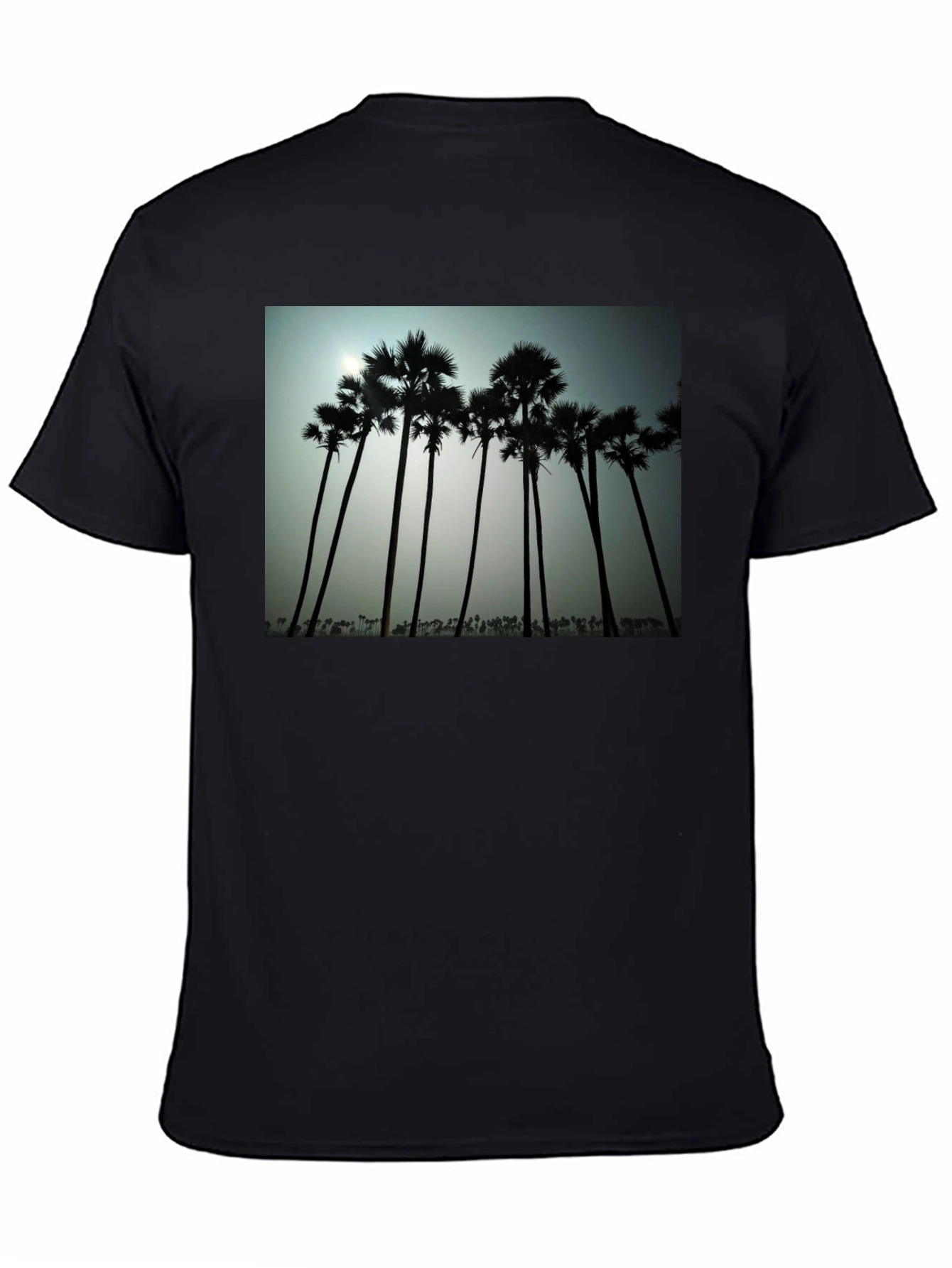 Tropical Silhouette T-Shirt - Black Cotton Tee