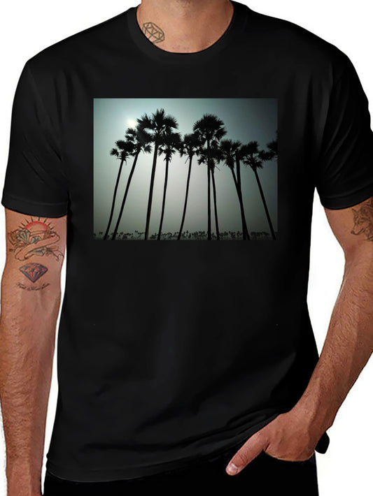 Tropical Silhouette T-Shirt - Black Cotton Tee