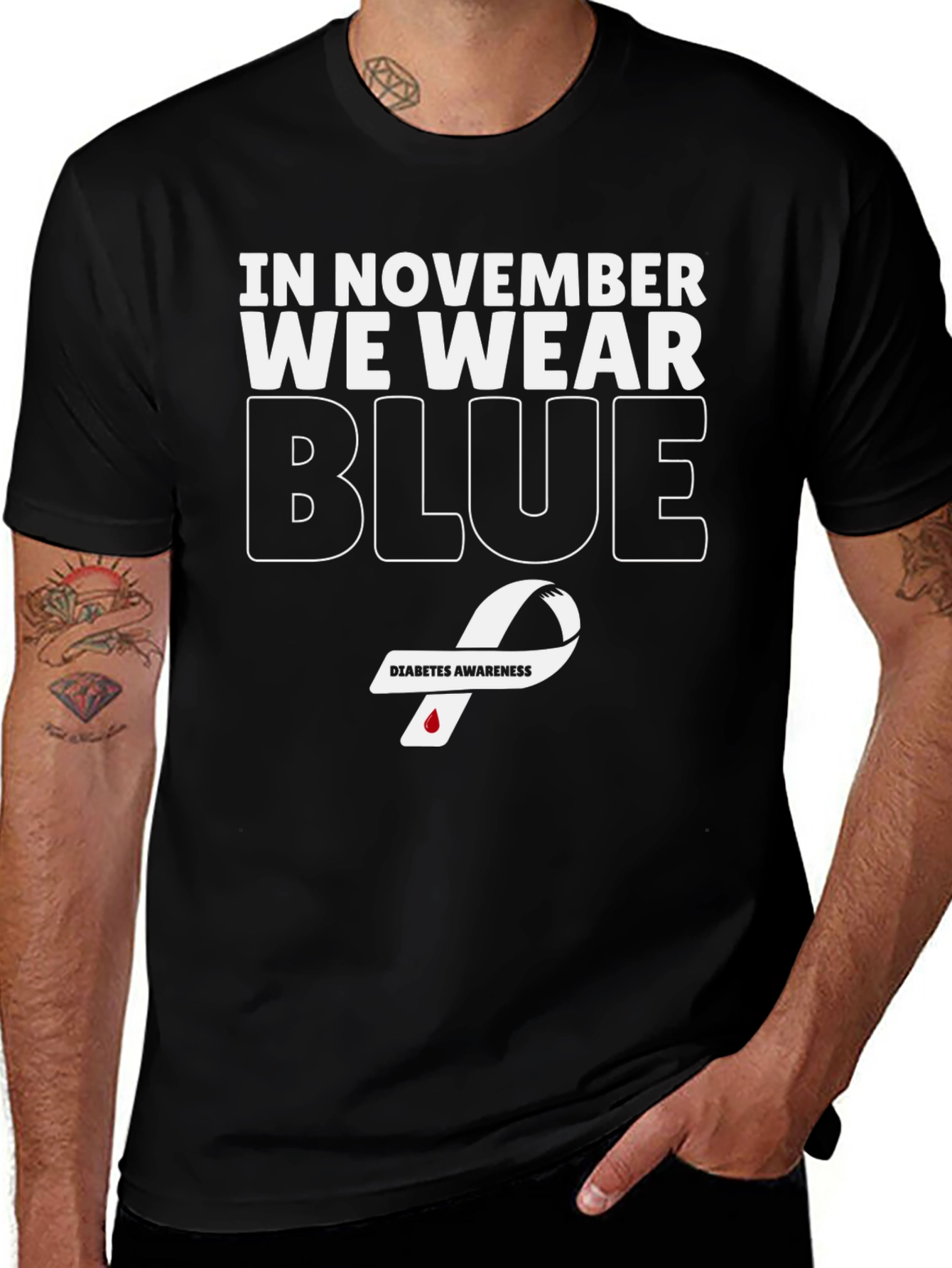 November Diabetes Awareness Blue Ribbon T-Shirt