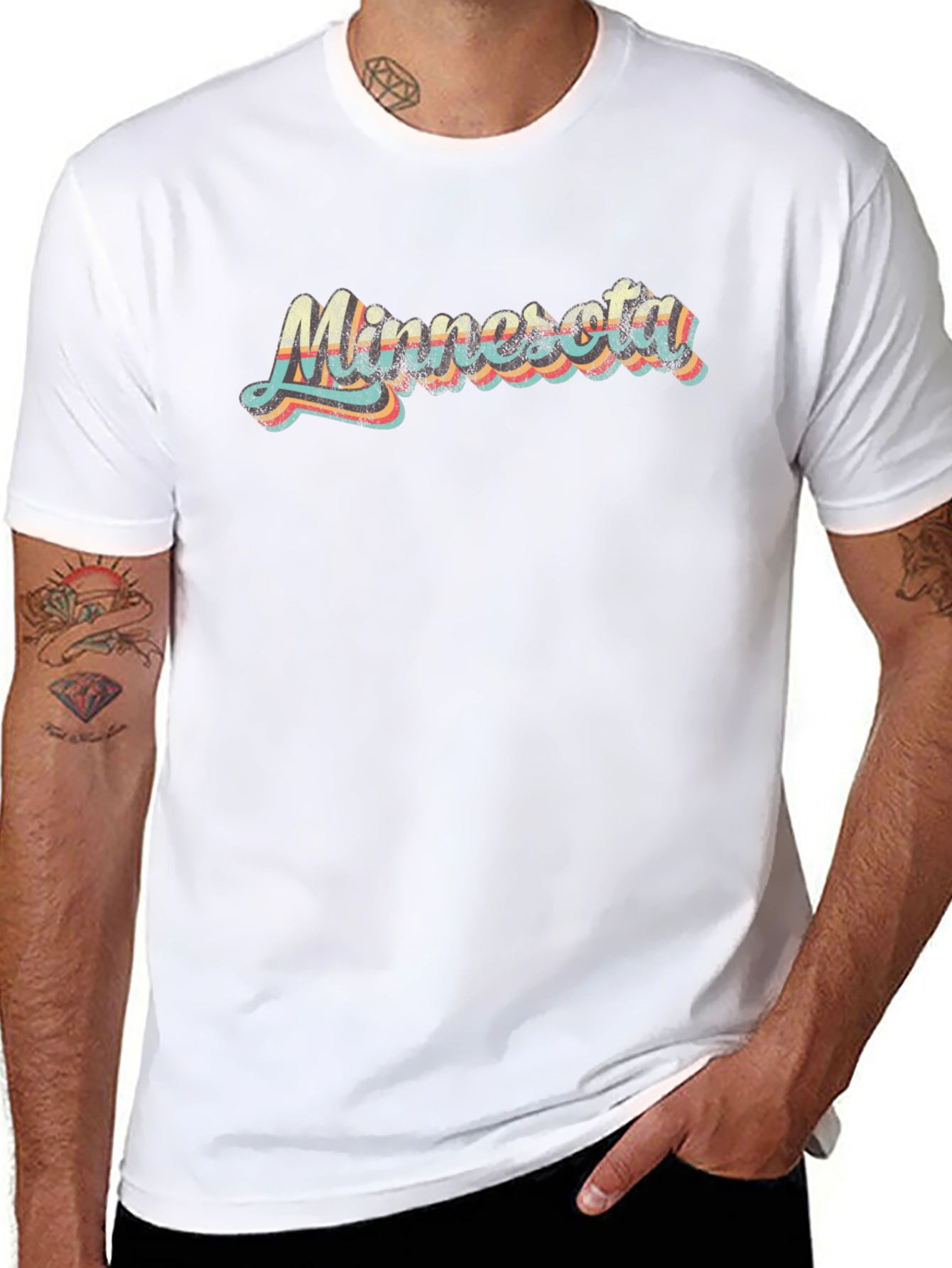 Retro Minnesota Graphic Tee - Black Cotton T-Shirt