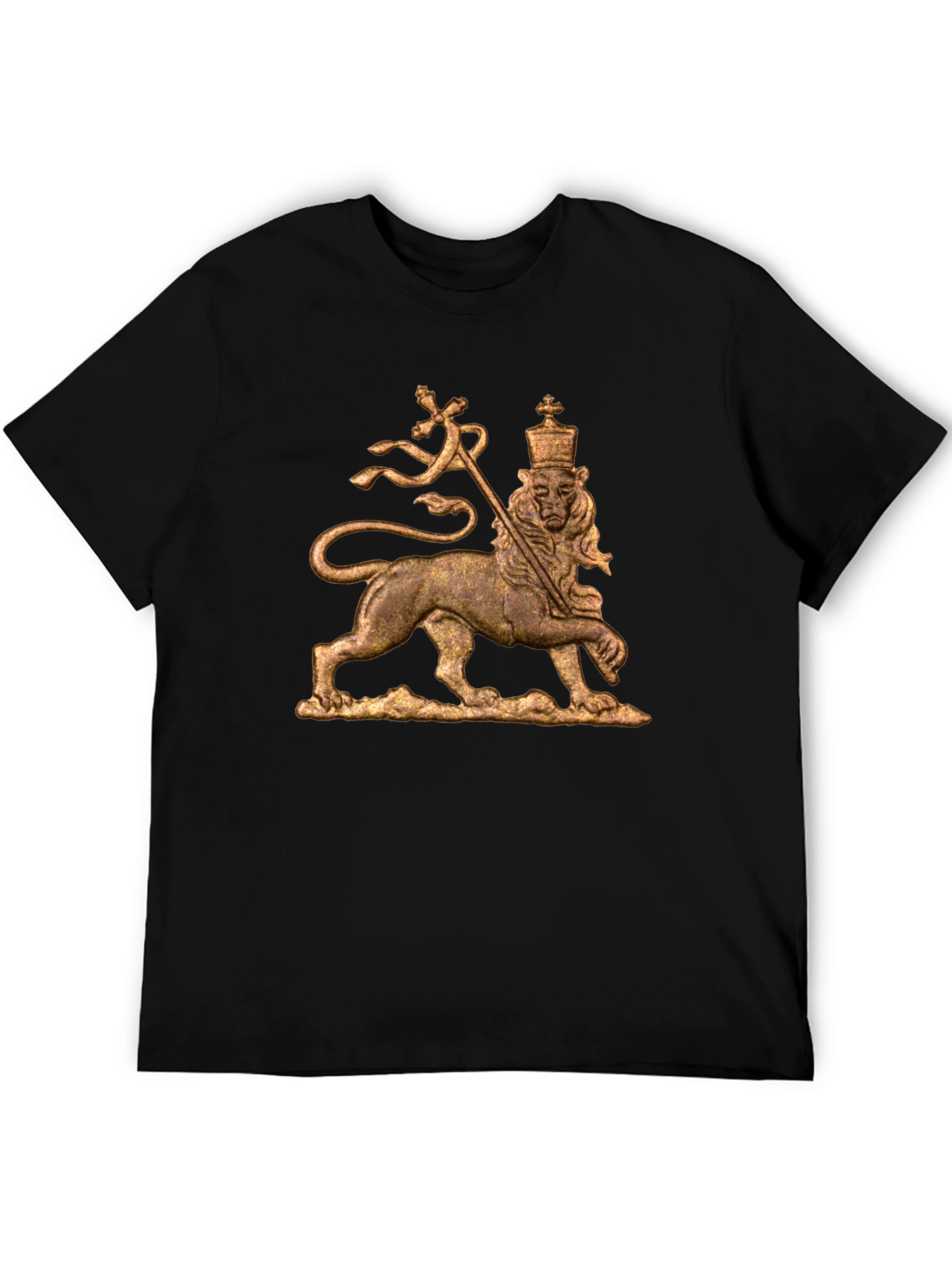 Rastafarian Lion T-Shirt - Black Cotton Blend