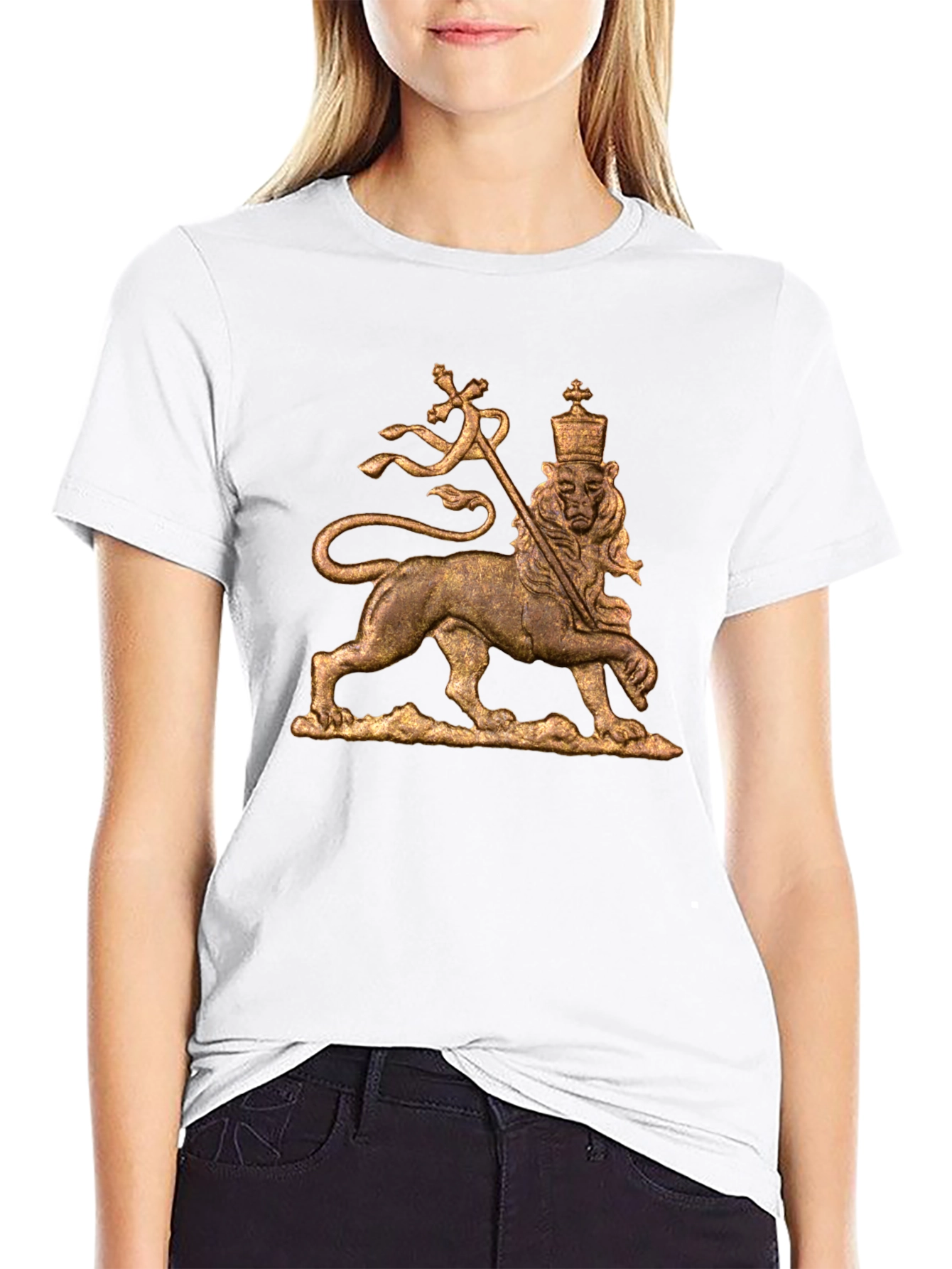 Rastafarian Lion T-Shirt - Black Cotton Blend
