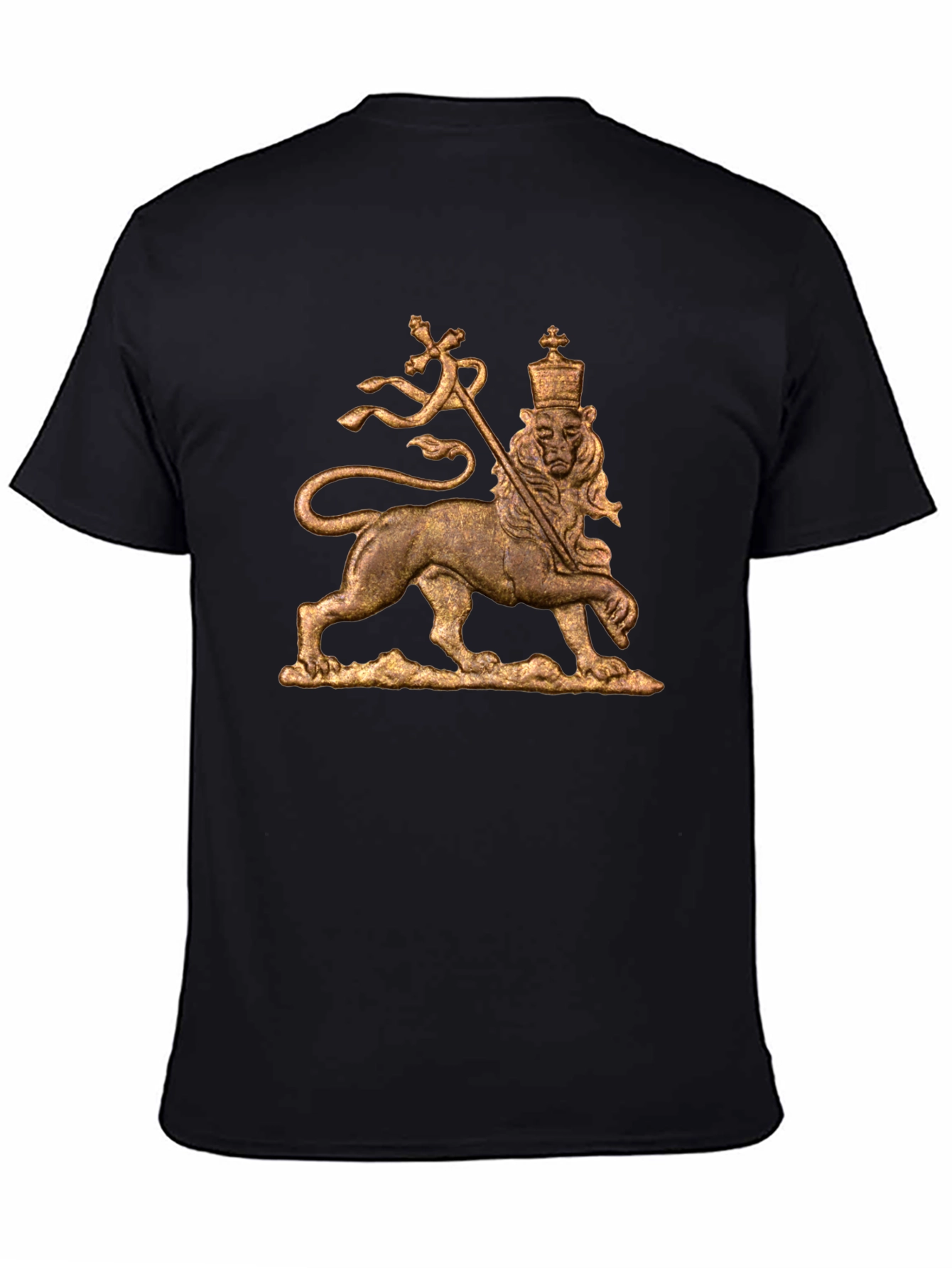 Rastafarian Lion T-Shirt - Black Cotton Blend