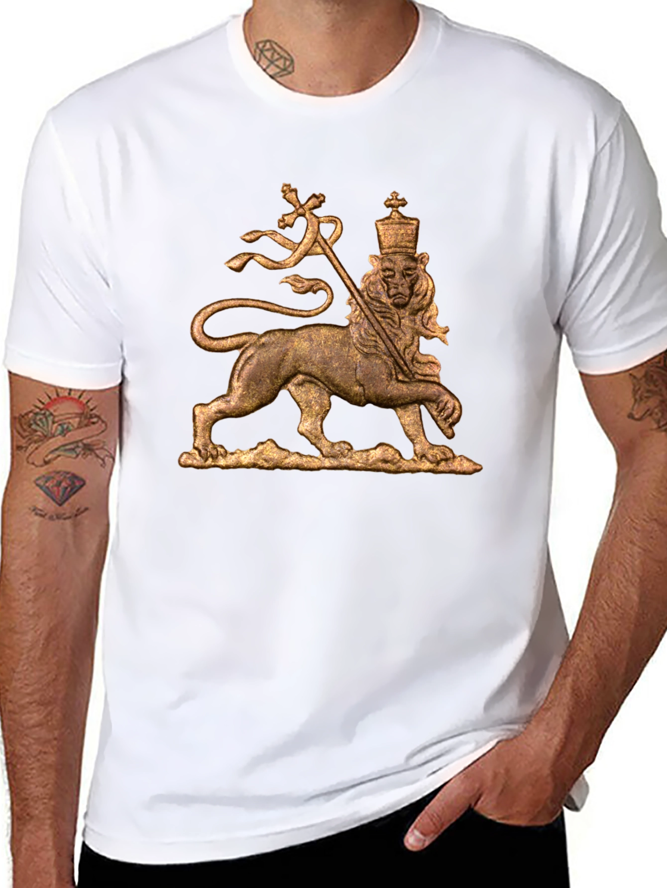 Rastafarian Lion T-Shirt - Black Cotton Blend