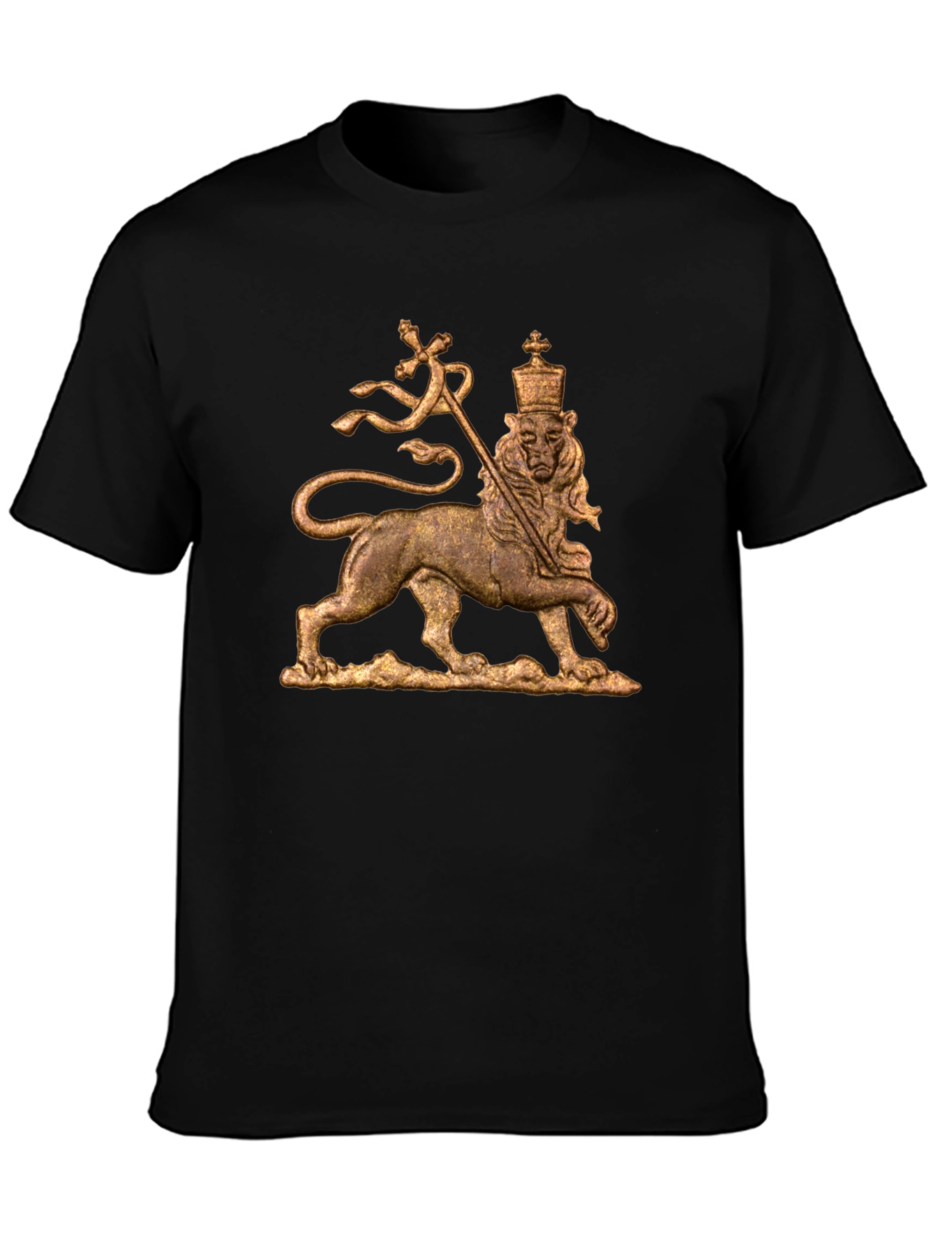 Rastafarian Lion T-Shirt - Black Cotton Blend