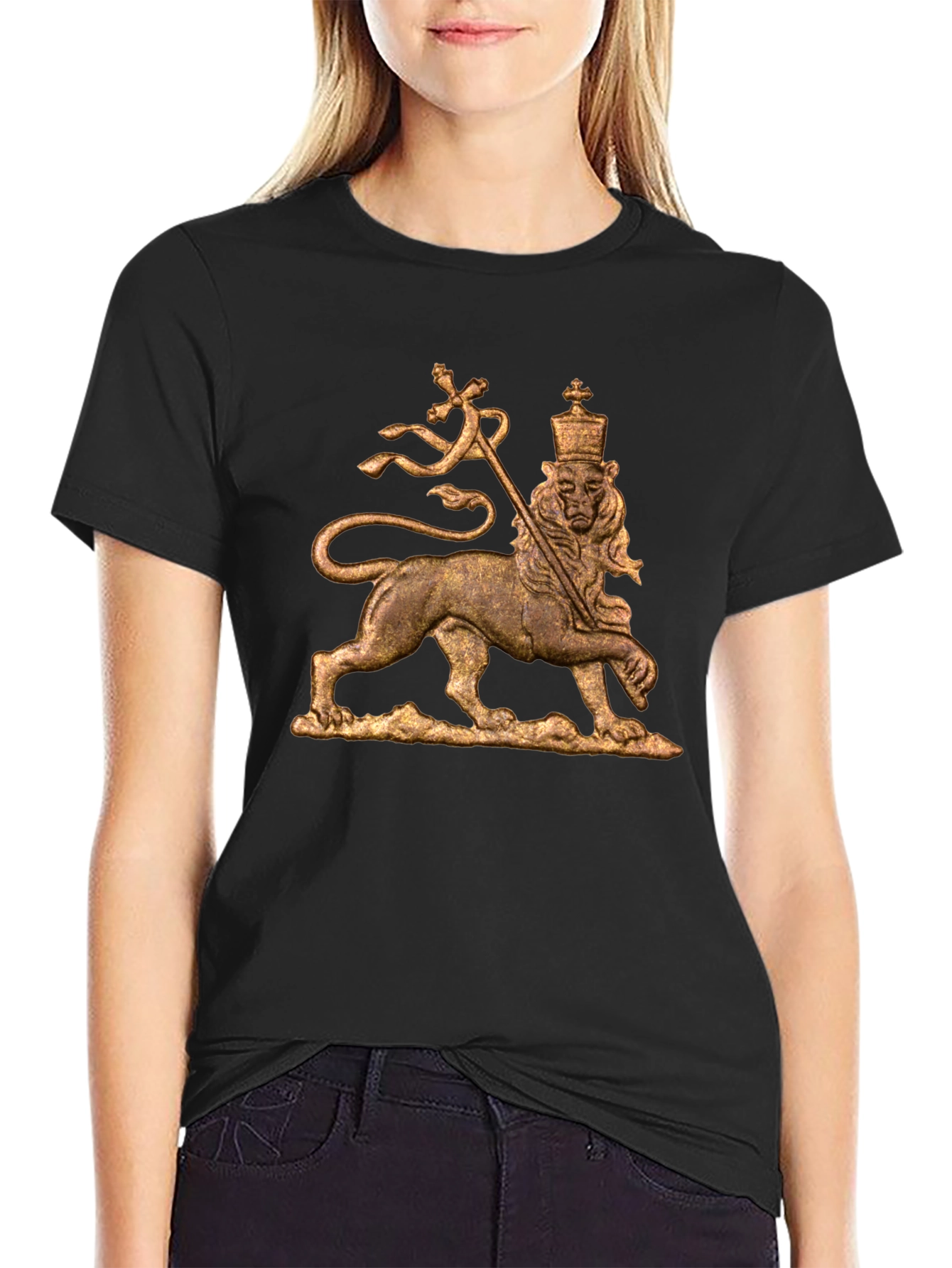 Rastafarian Lion T-Shirt - Black Cotton Blend