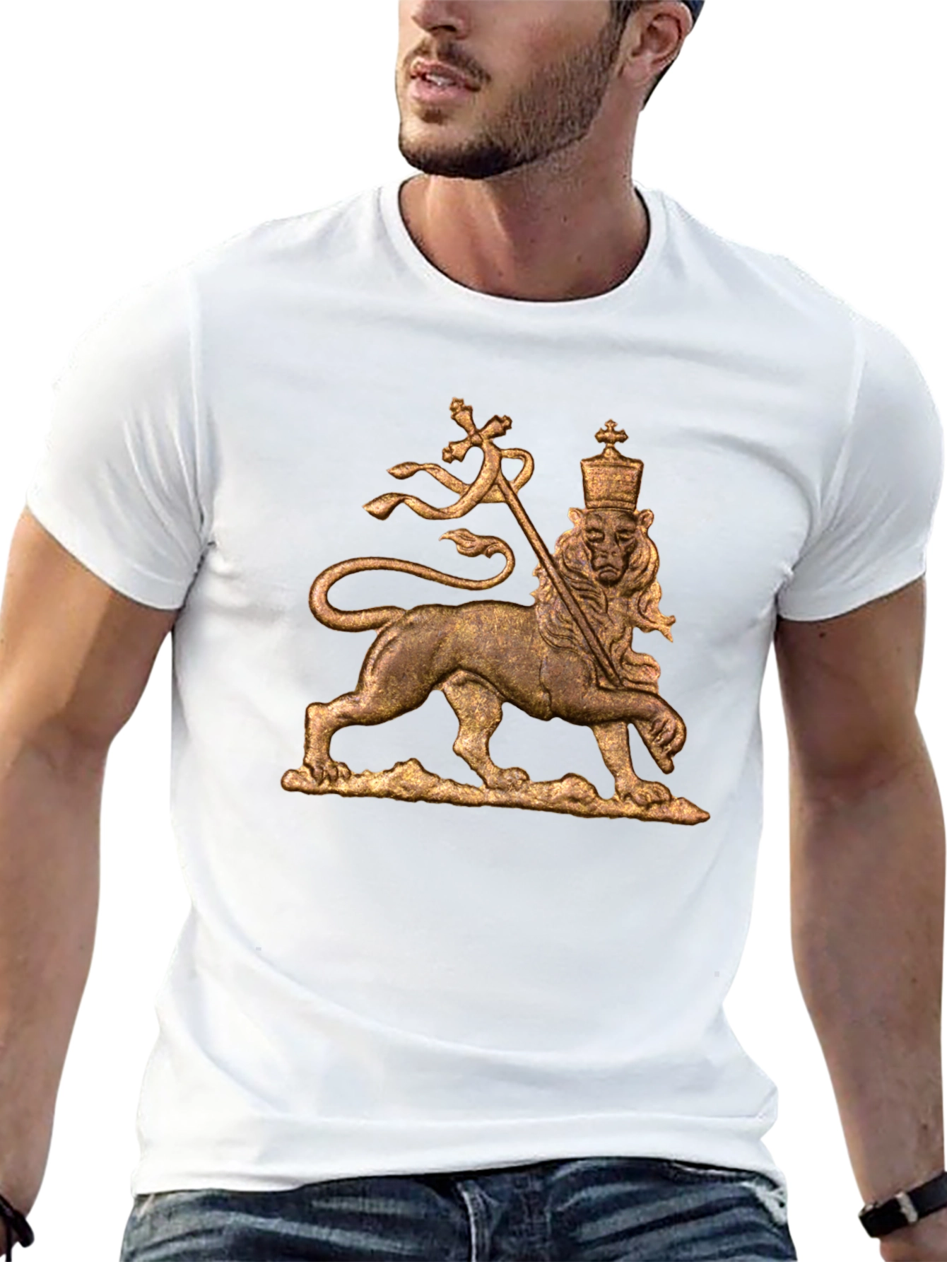Rastafarian Lion T-Shirt - Black Cotton Blend