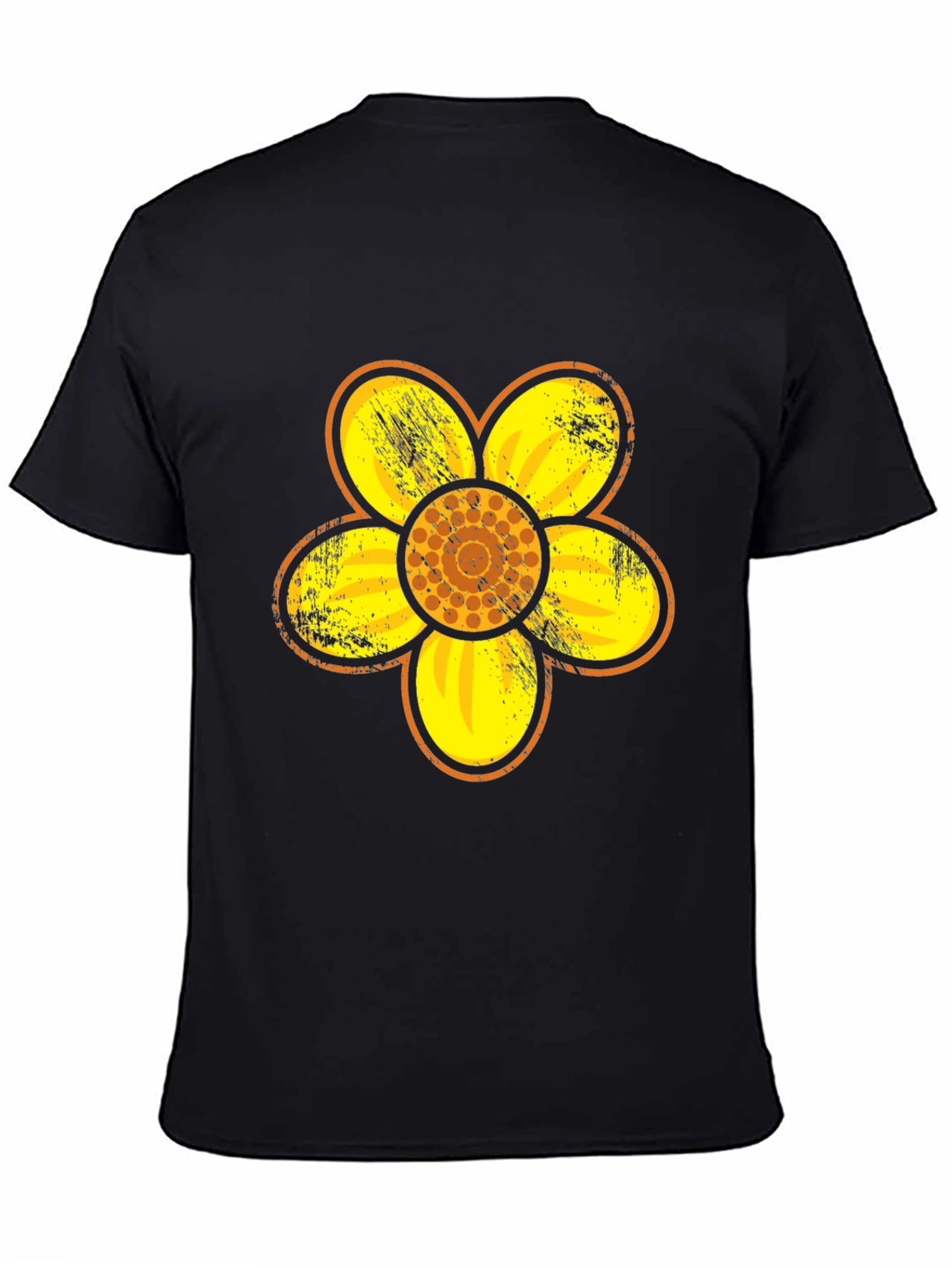 Retro Floral Graphic Tee - Black Cotton Blend