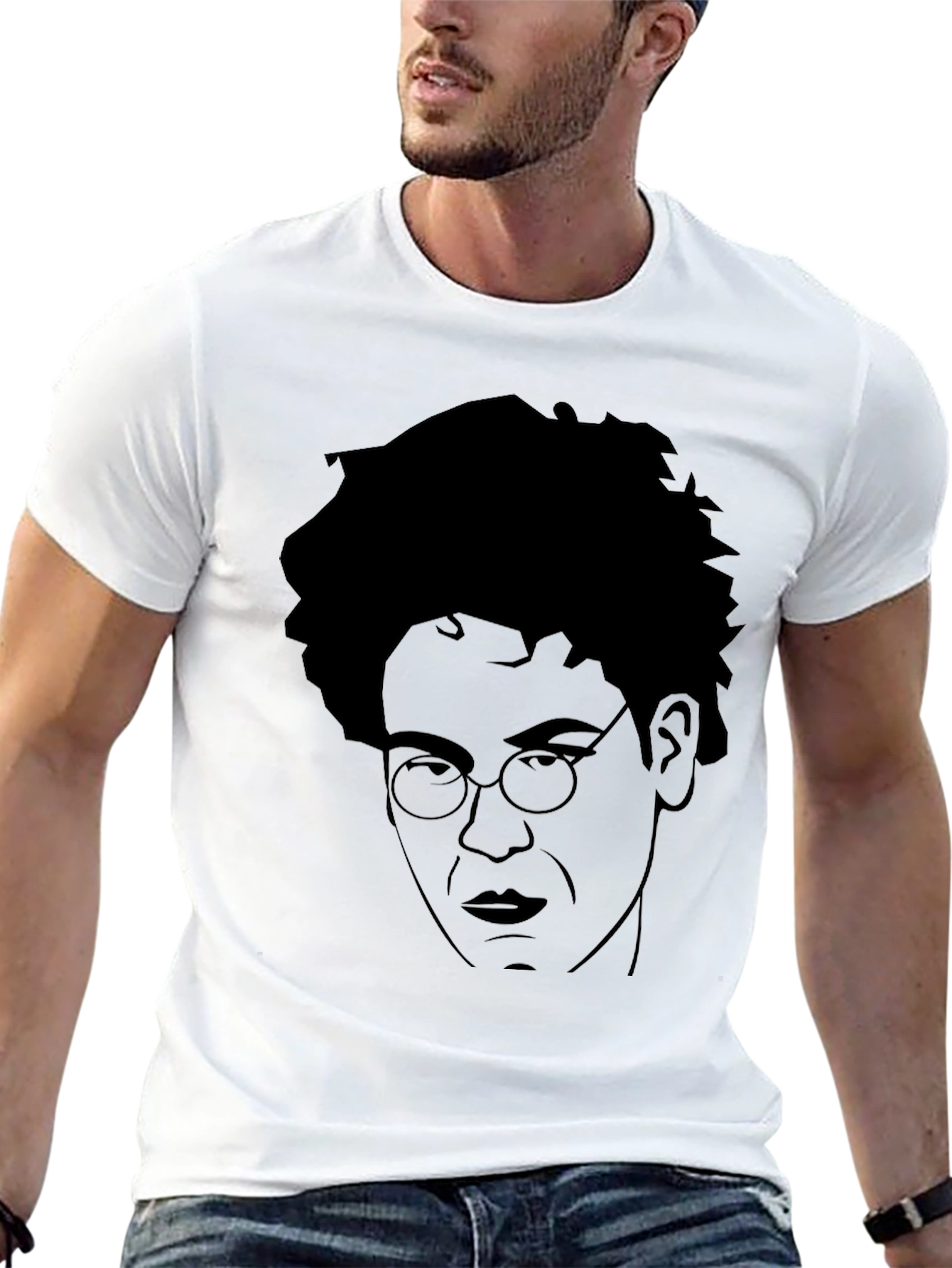 Black T-Shirt with Unique Face Graphic