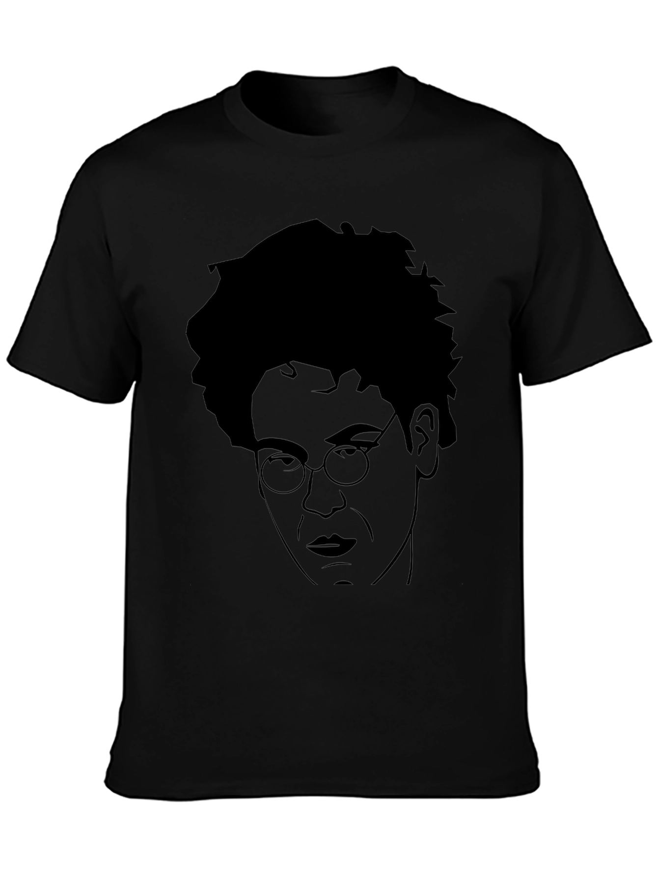 Black T-Shirt with Unique Face Graphic