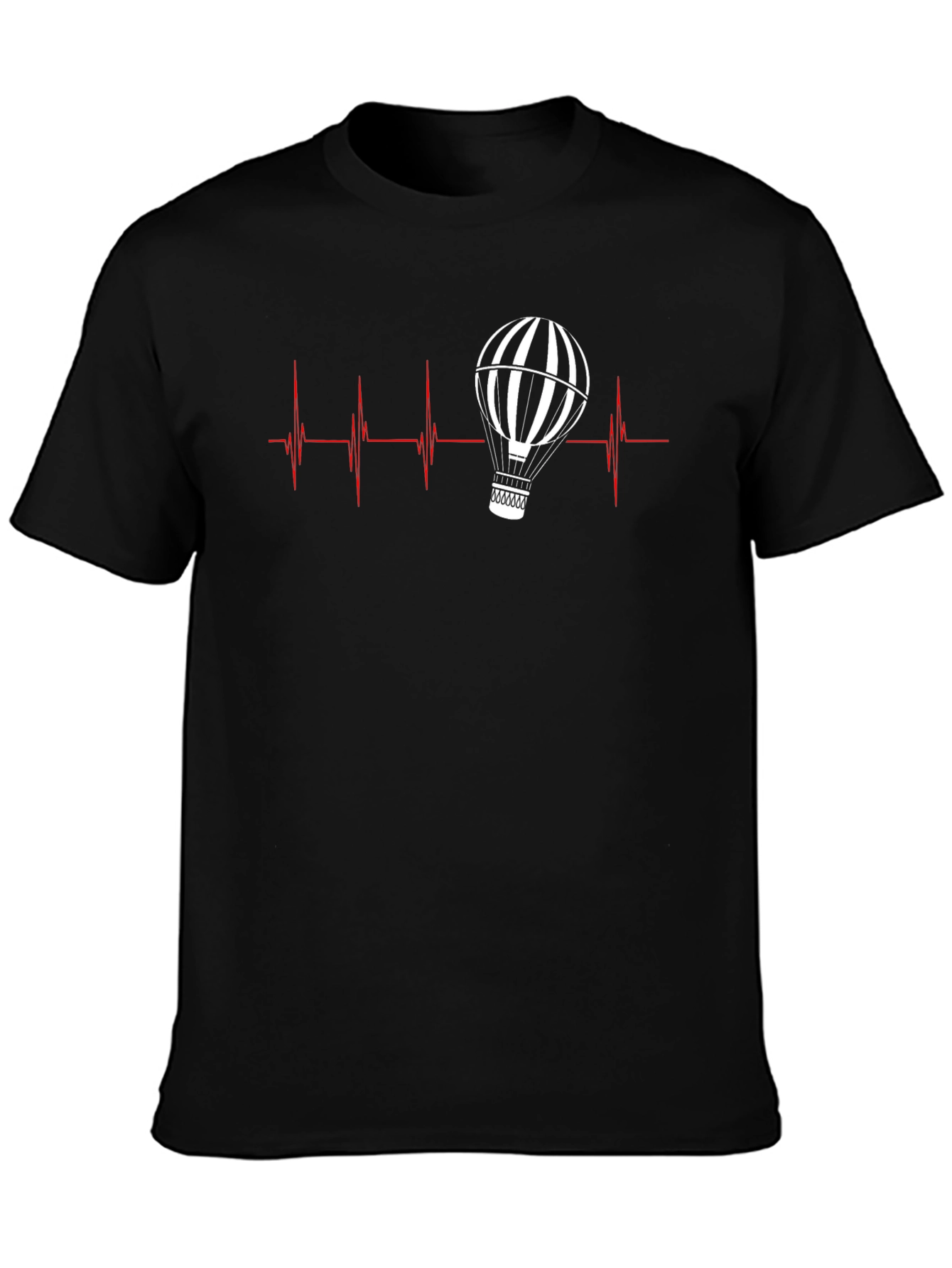 Heartbeat Hot Air Balloon T-Shirt - Black