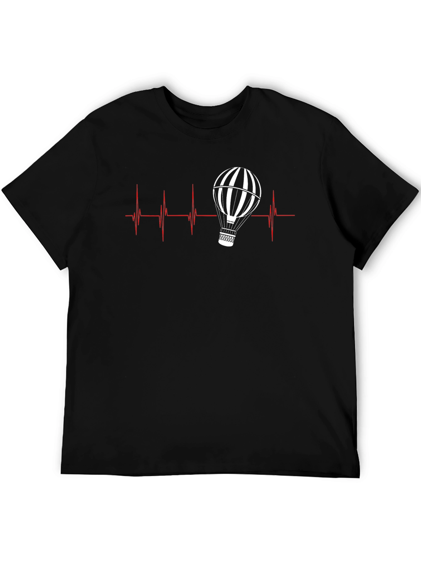 Heartbeat Hot Air Balloon T-Shirt - Black