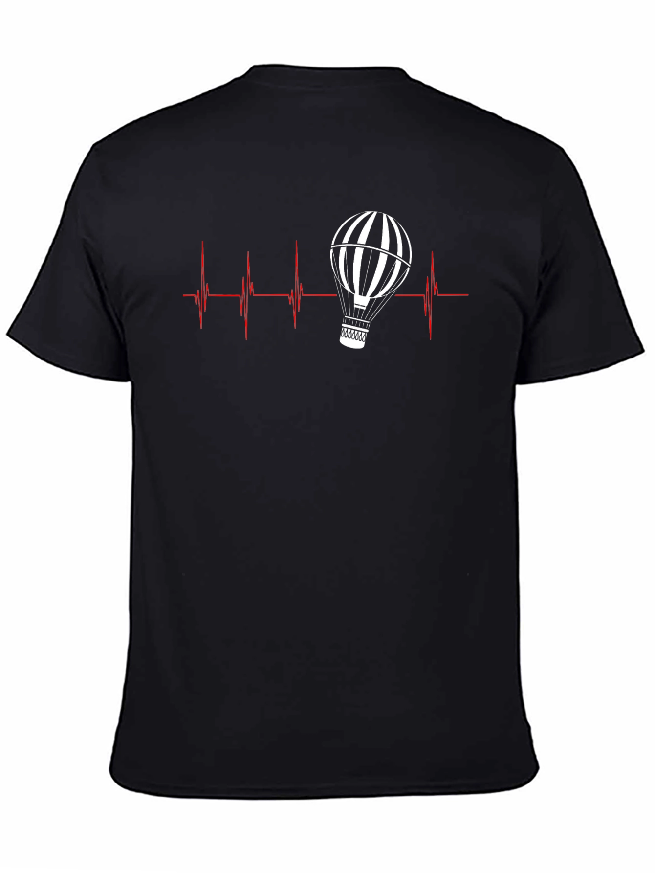 Heartbeat Hot Air Balloon T-Shirt - Black