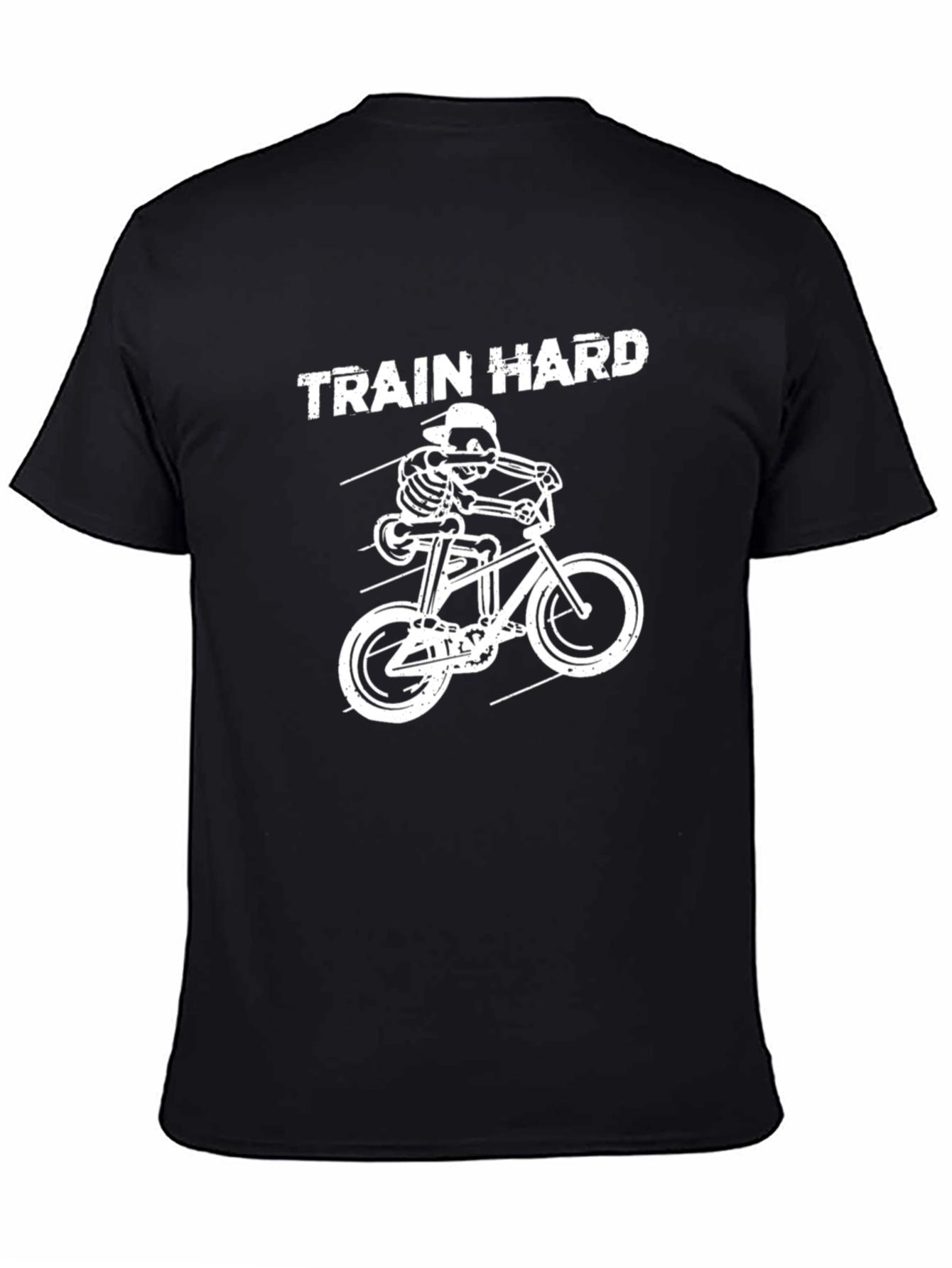 Train Hard Skeleton Biker Black T-Shirt