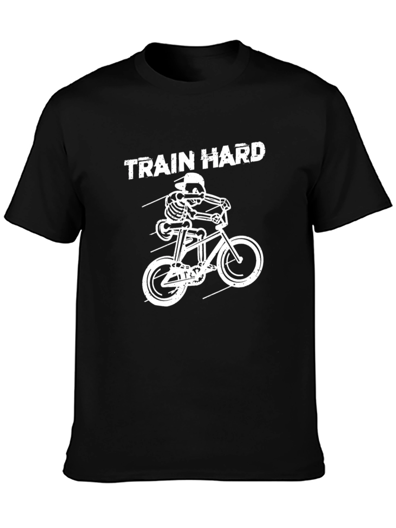 Train Hard Skeleton Biker Black T-Shirt