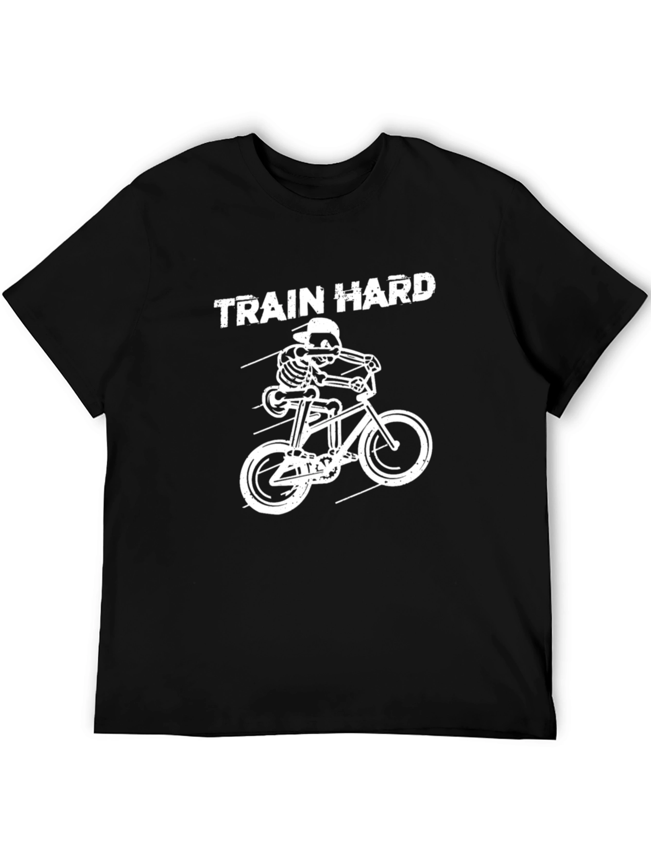Train Hard Skeleton Biker Black T-Shirt