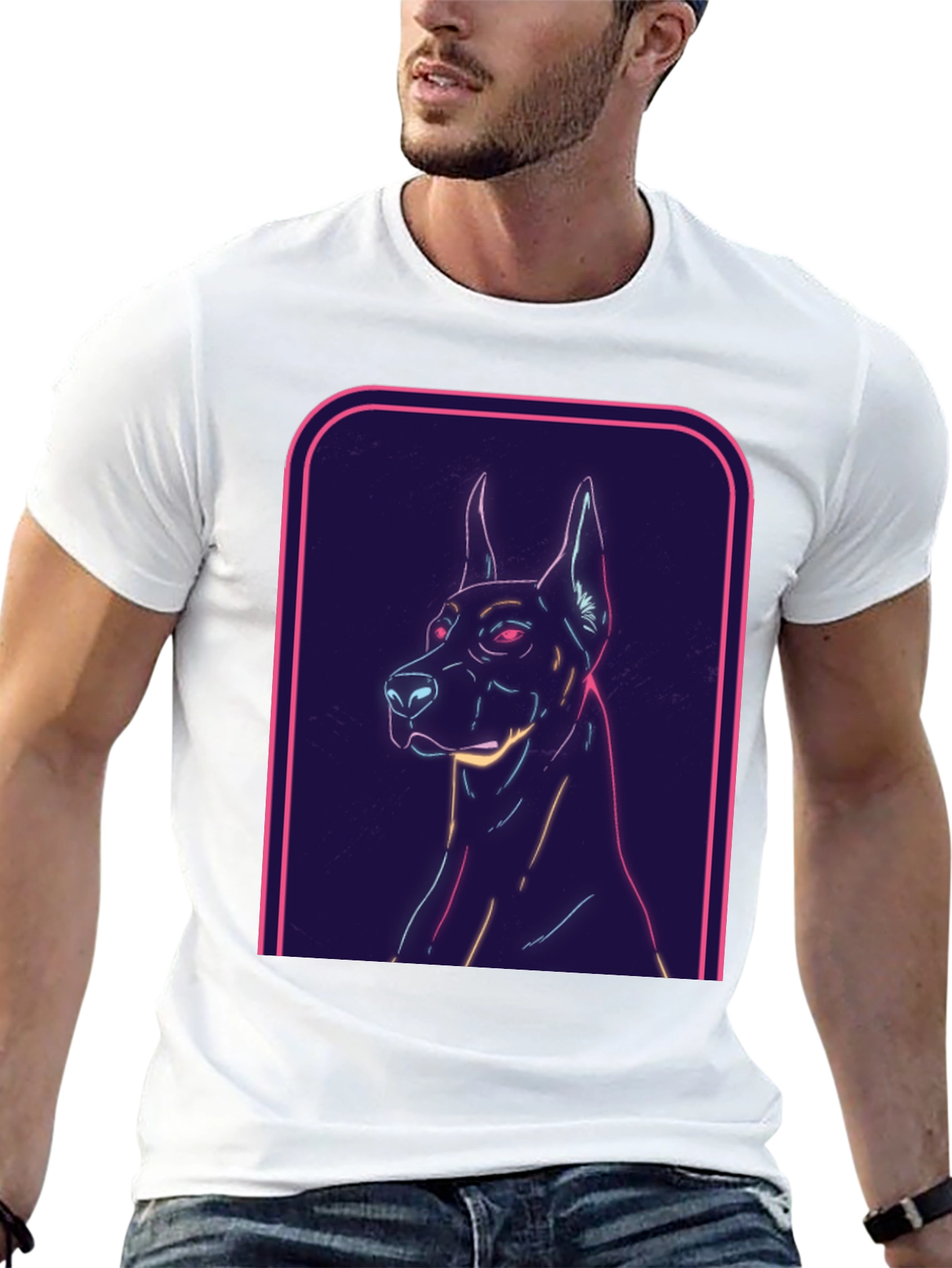 Neon Dog Graphic Tee - Cool Canine Design
