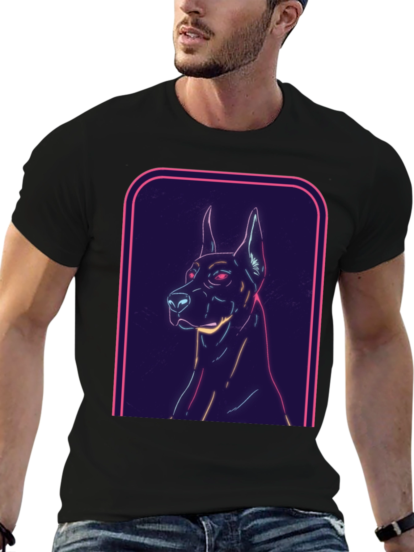 Neon Dog Graphic Tee - Cool Canine Design