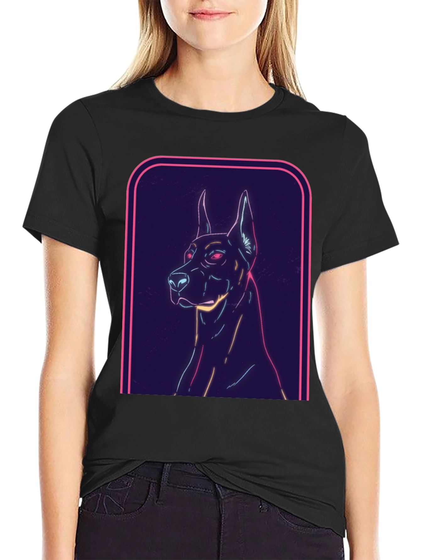 Neon Dog Graphic Tee - Cool Canine Design