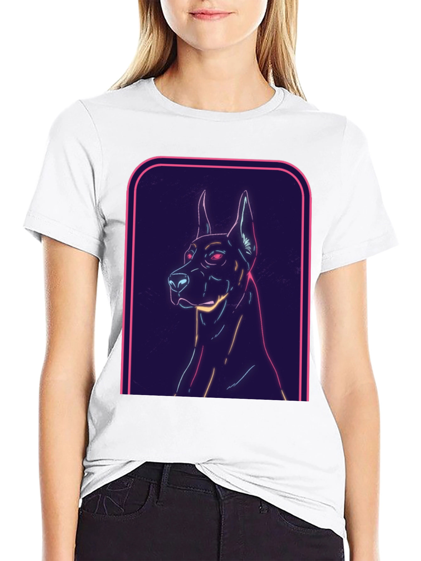 Neon Dog Graphic Tee - Cool Canine Design