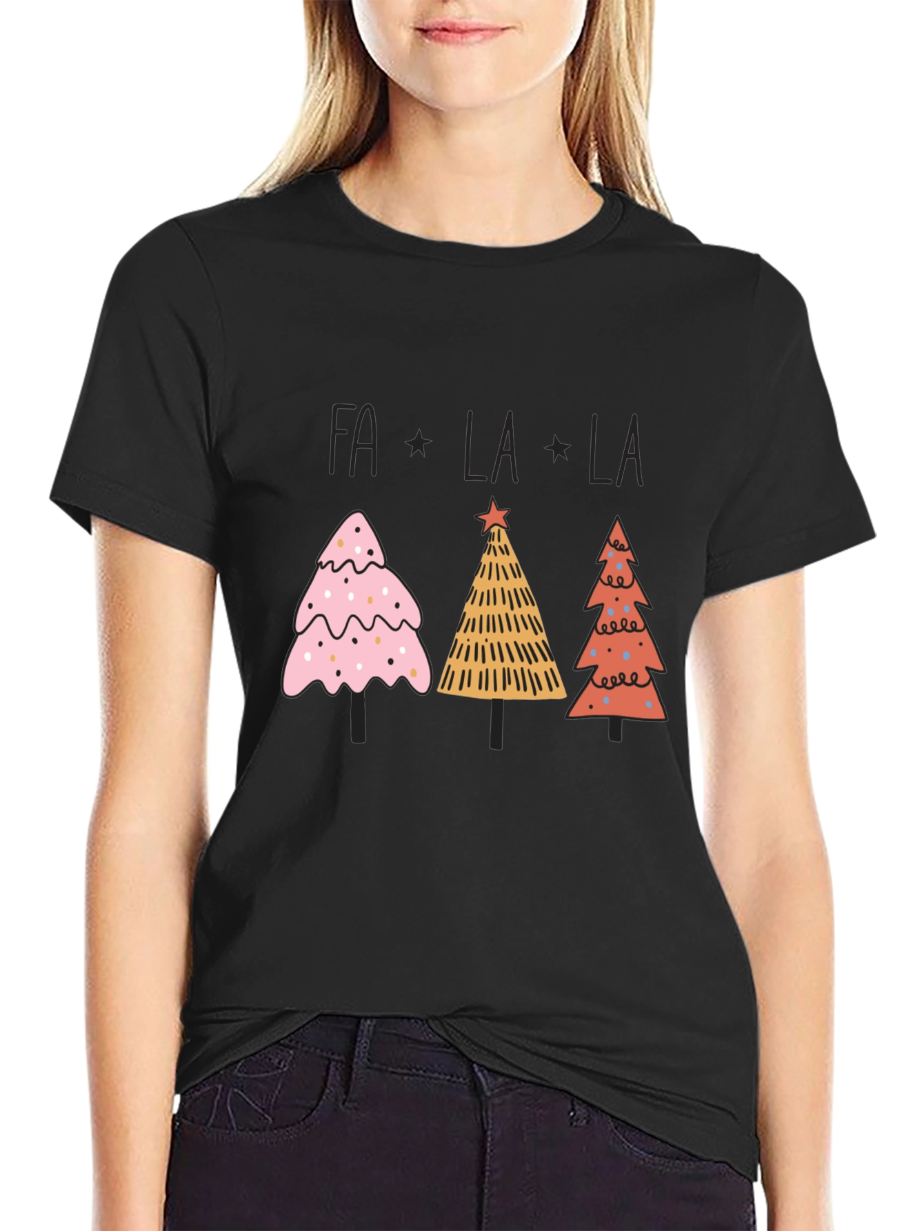 Festive Fa La La Christmas Tree Graphic Tee