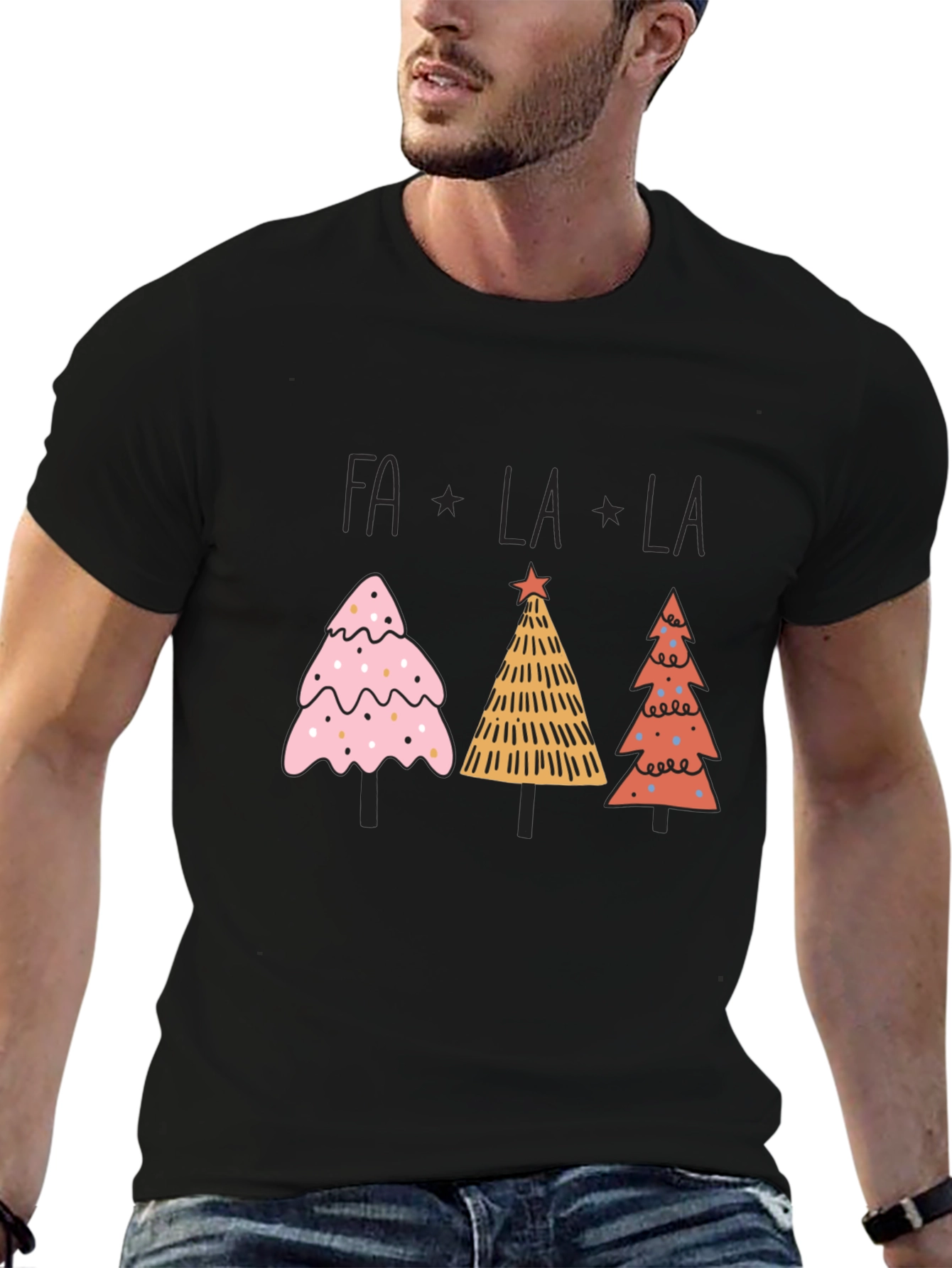 Festive Fa La La Christmas Tree Graphic Tee