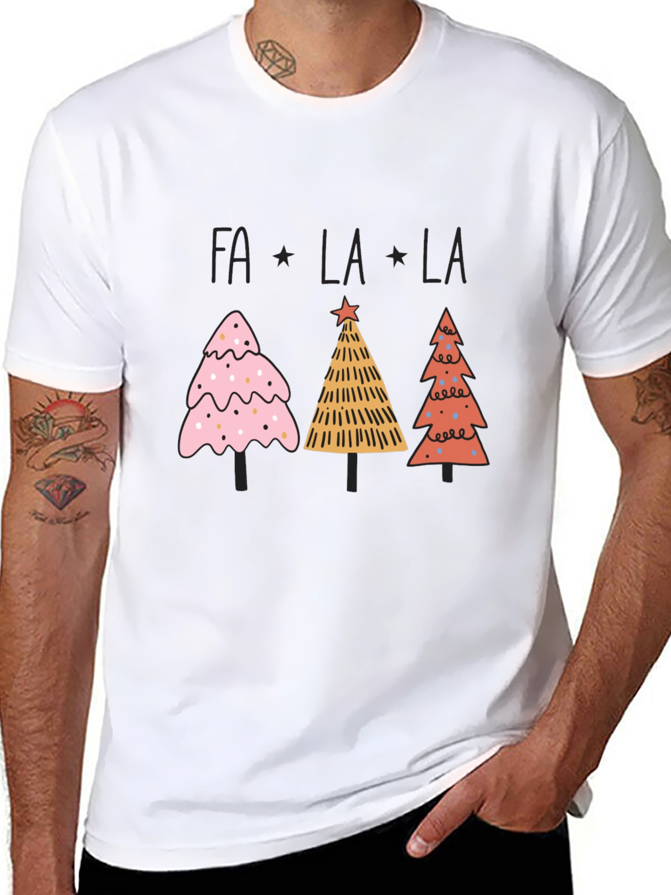 Festive Fa La La Christmas Tree Graphic Tee