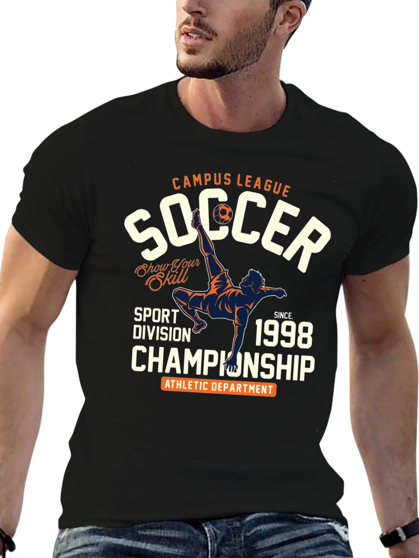 Campus League Soccer Championship Black T-Shirt