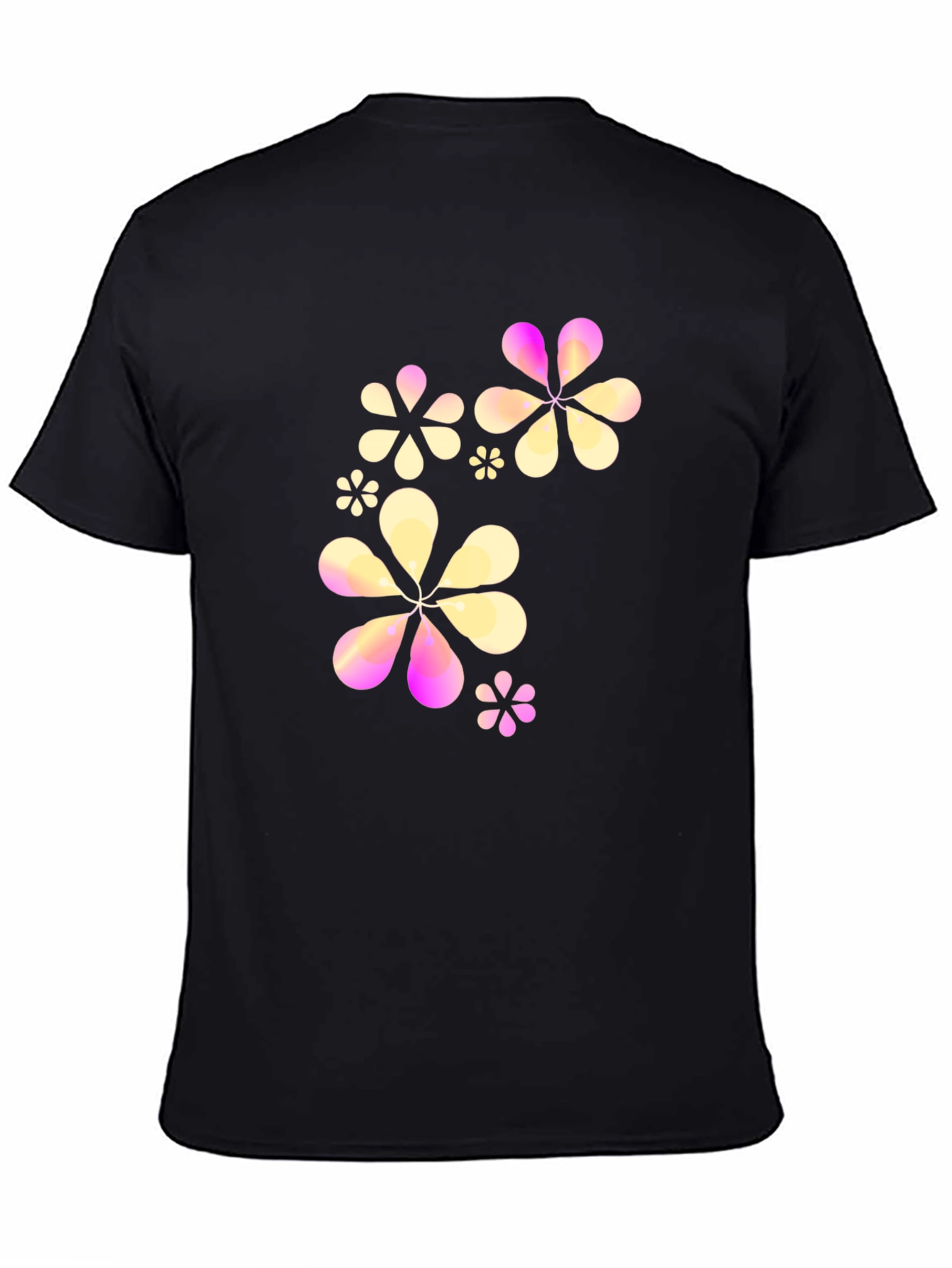 Floral Graphic Print Black Crew Neck T-Shirt