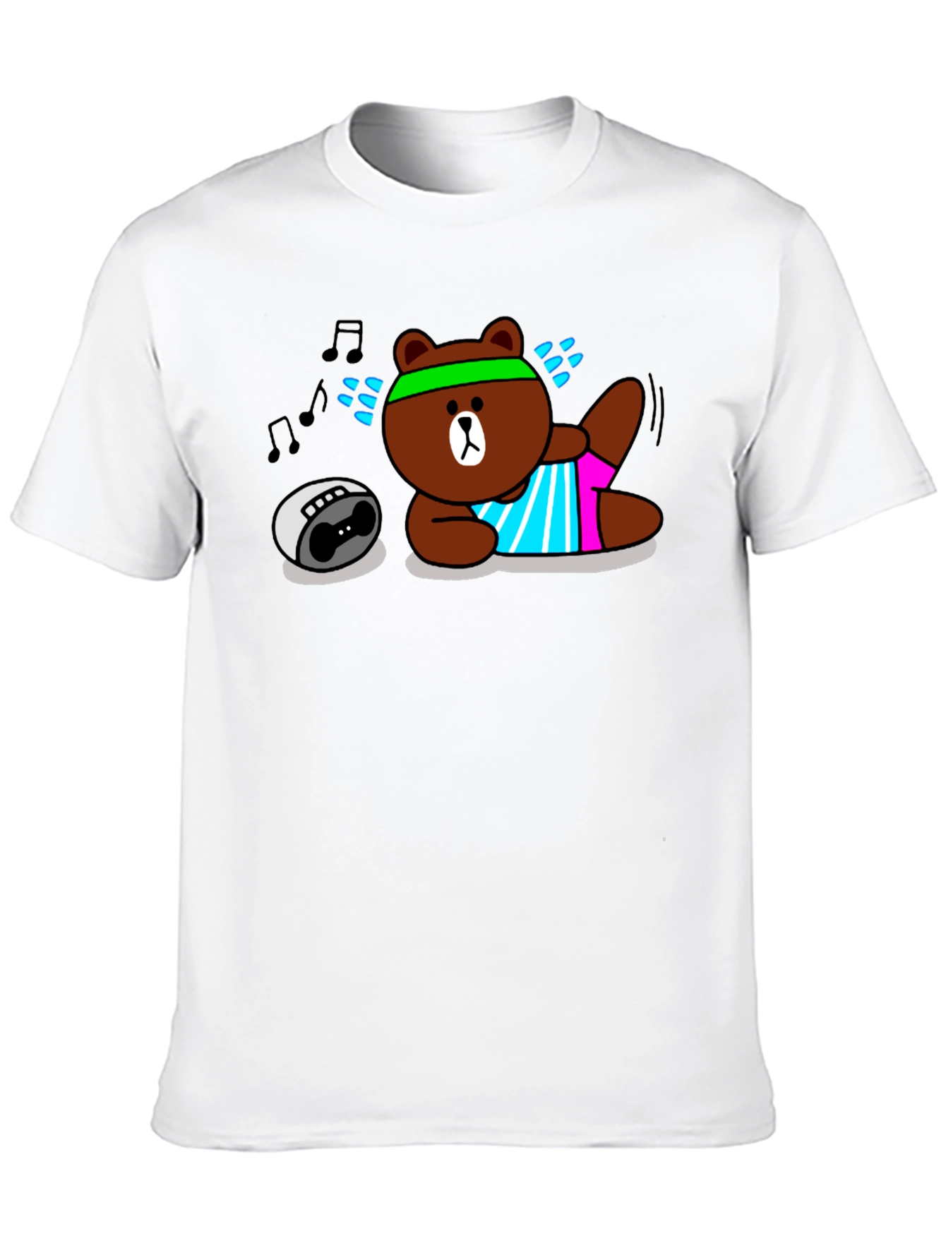 Workout Bear Graphic T-Shirt - Black Cotton