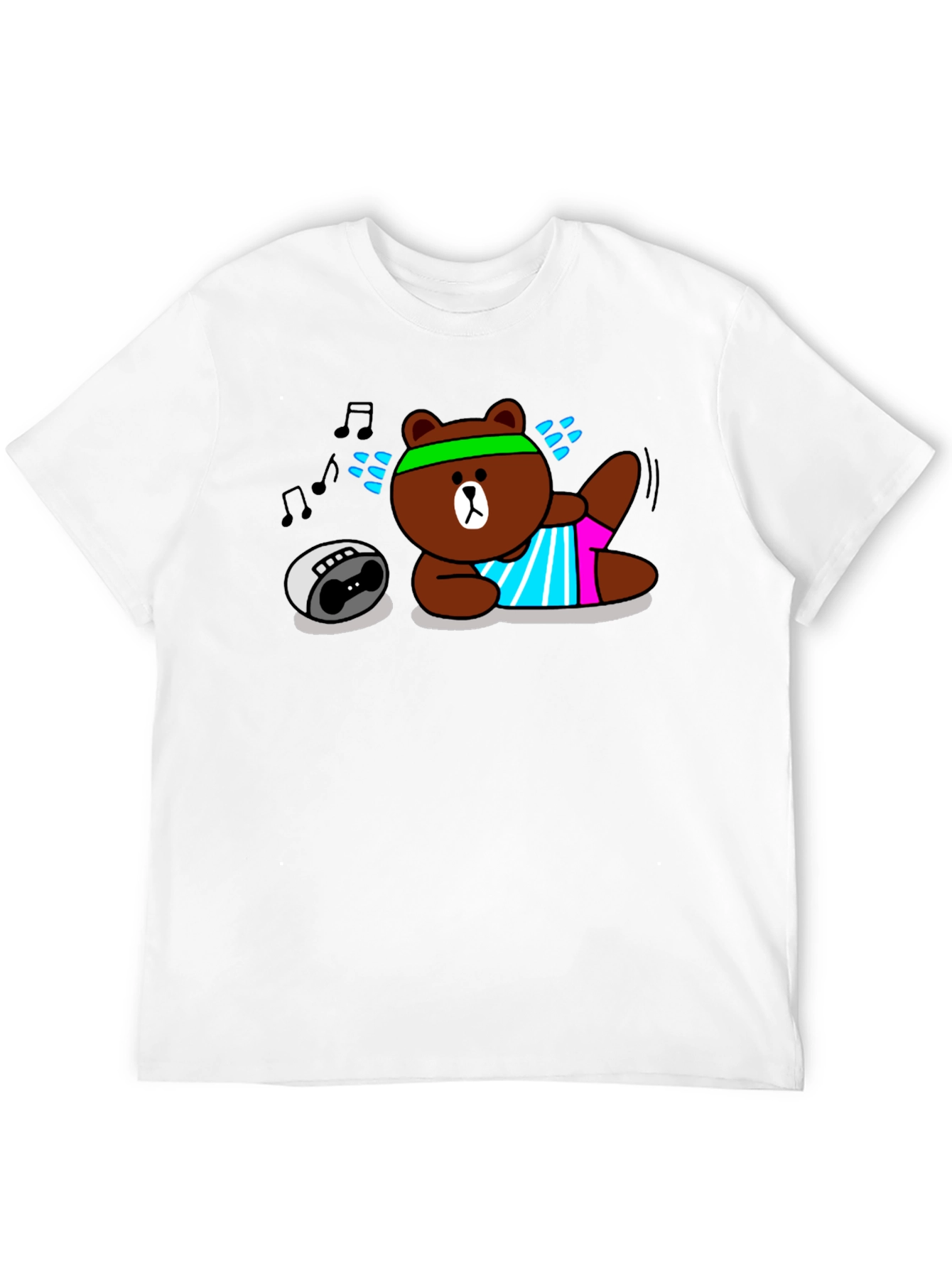 Workout Bear Graphic T-Shirt - Black Cotton