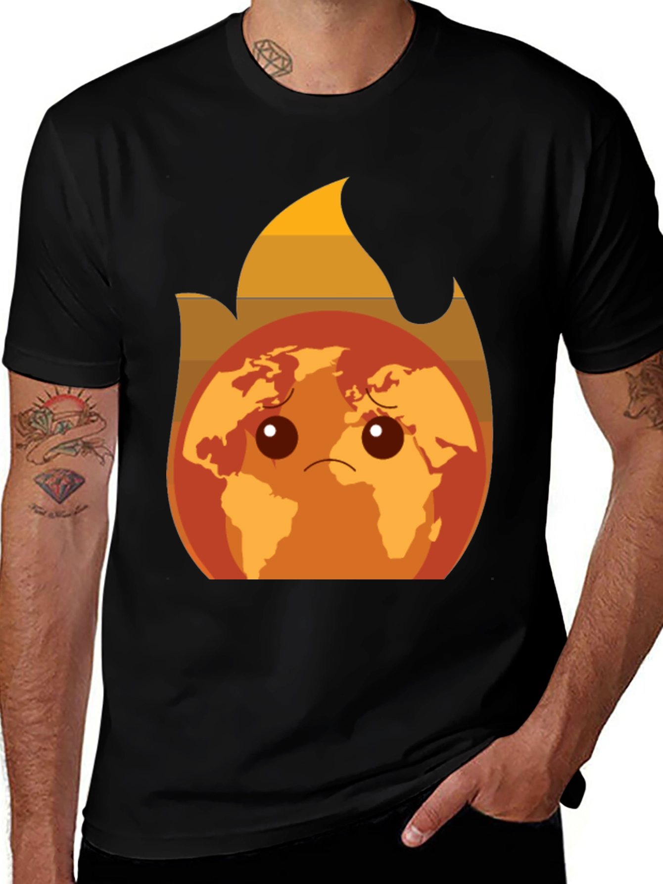 Earth on Fire Graphic Tee - Global Warming Awareness