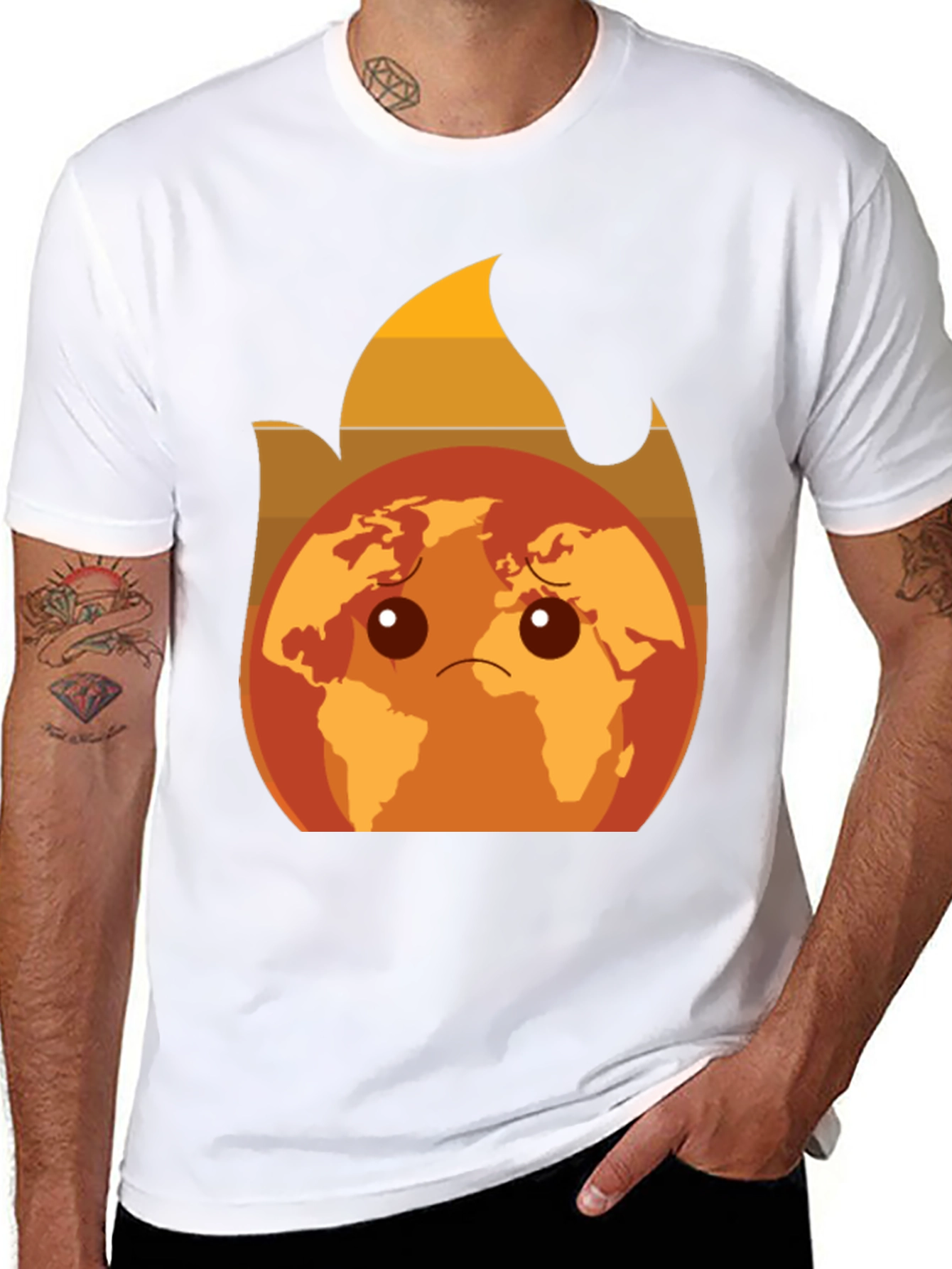 Earth on Fire Graphic Tee - Global Warming Awareness