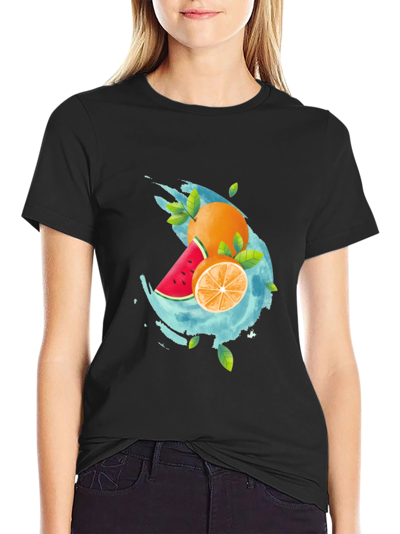 Fresh Fruit Graphic Black T-Shirt