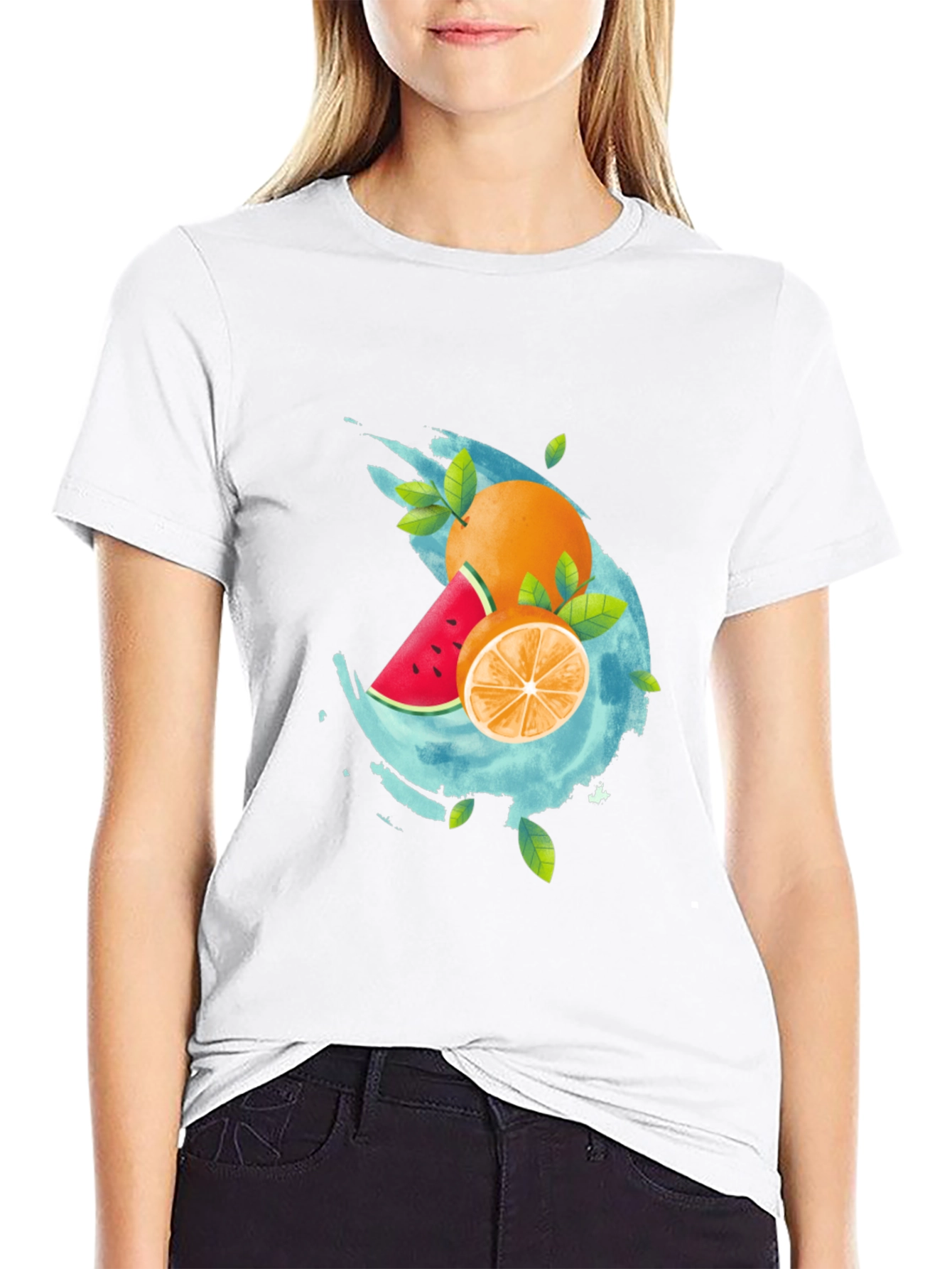 Fresh Fruit Graphic Black T-Shirt