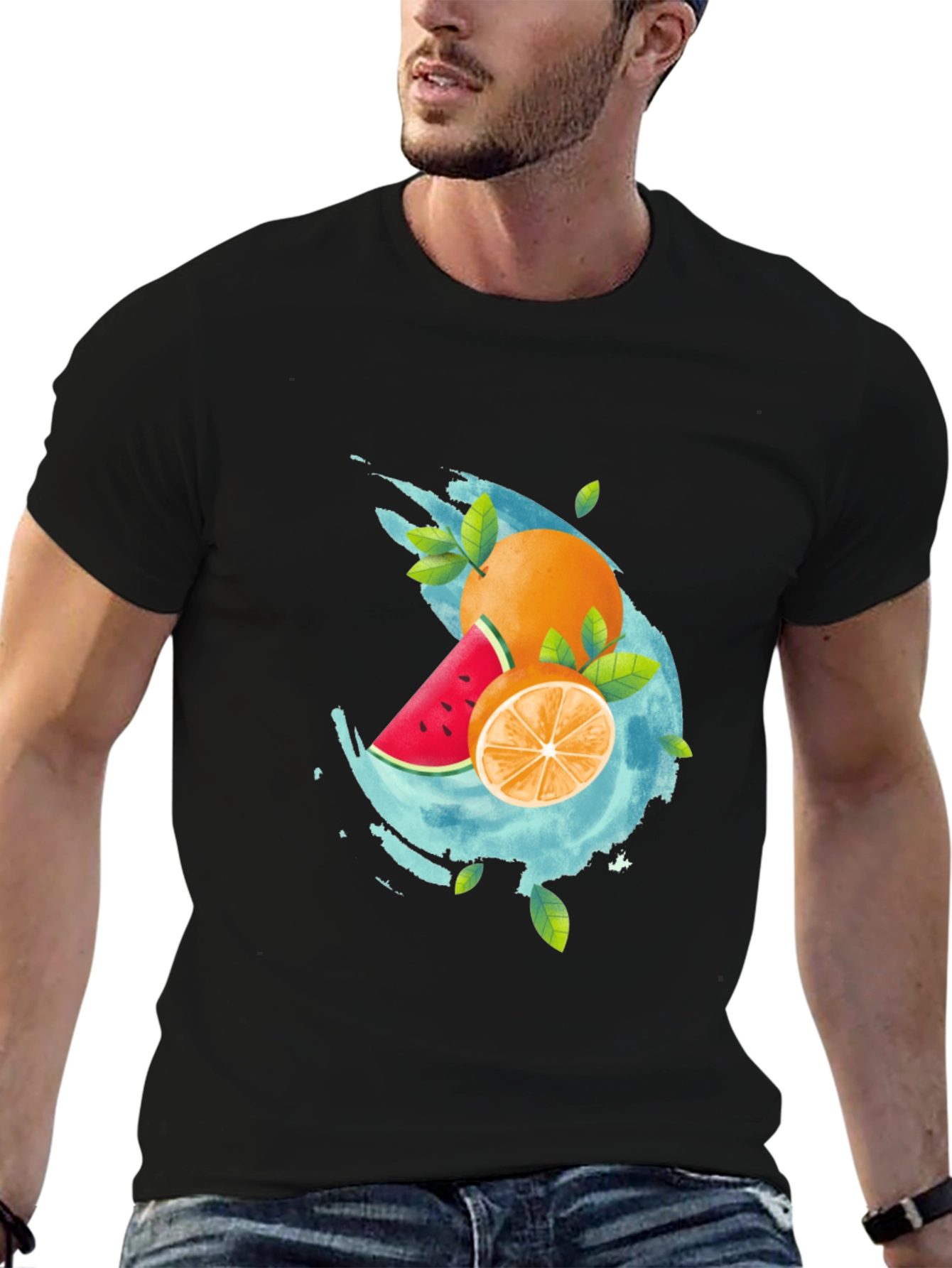 Fresh Fruit Graphic Black T-Shirt