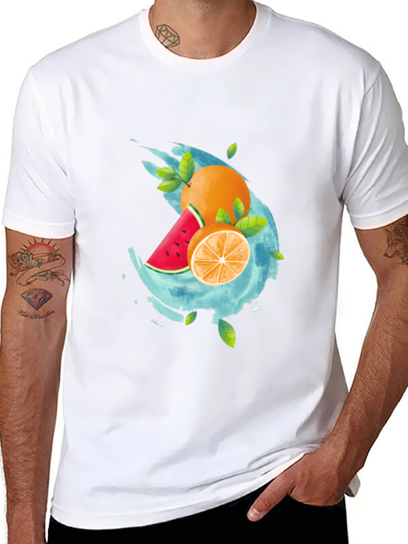 Fresh Fruit Graphic Black T-Shirt